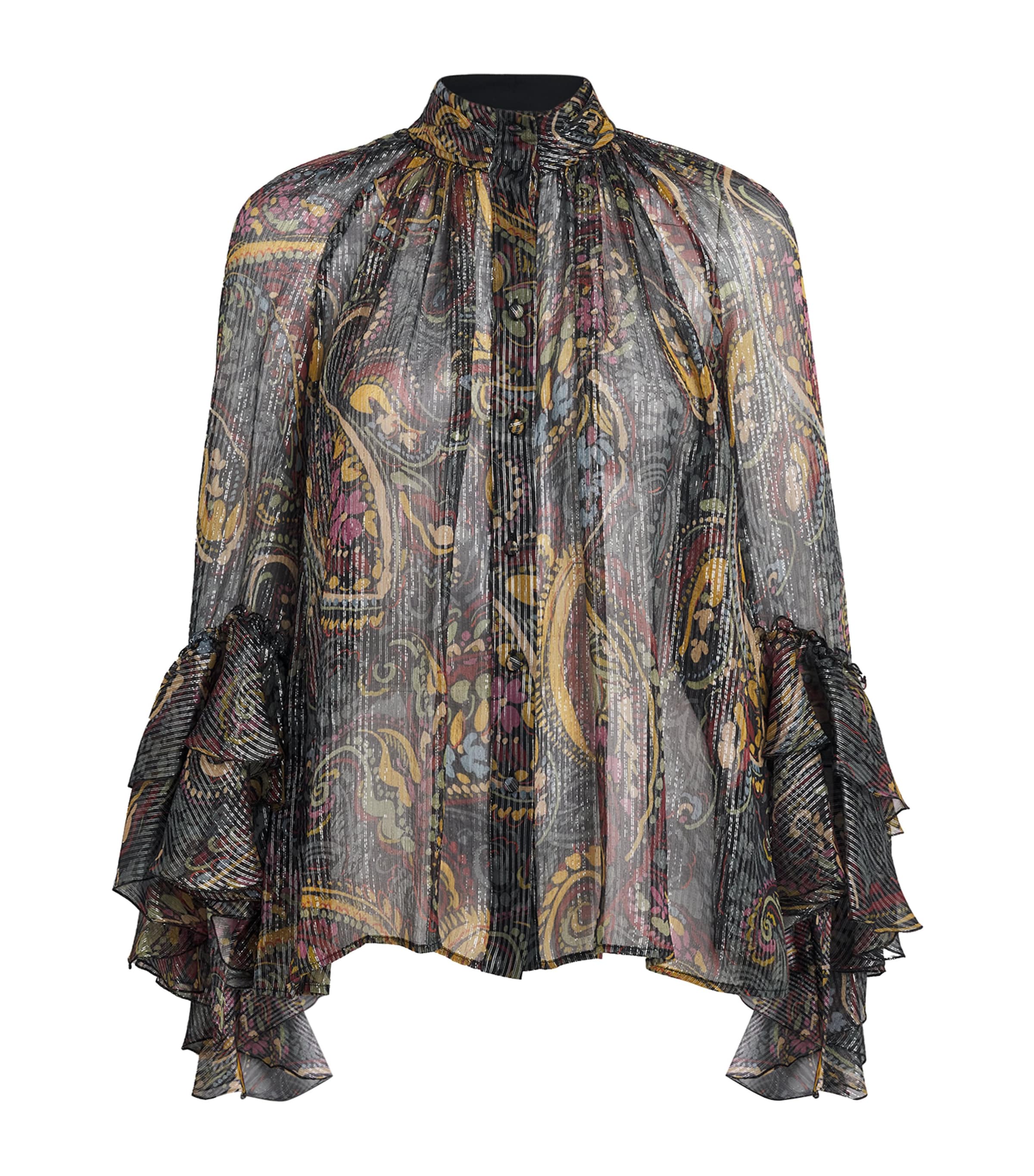 Etro Womens Silk-Blend Paisley Blouse Print/black Bs