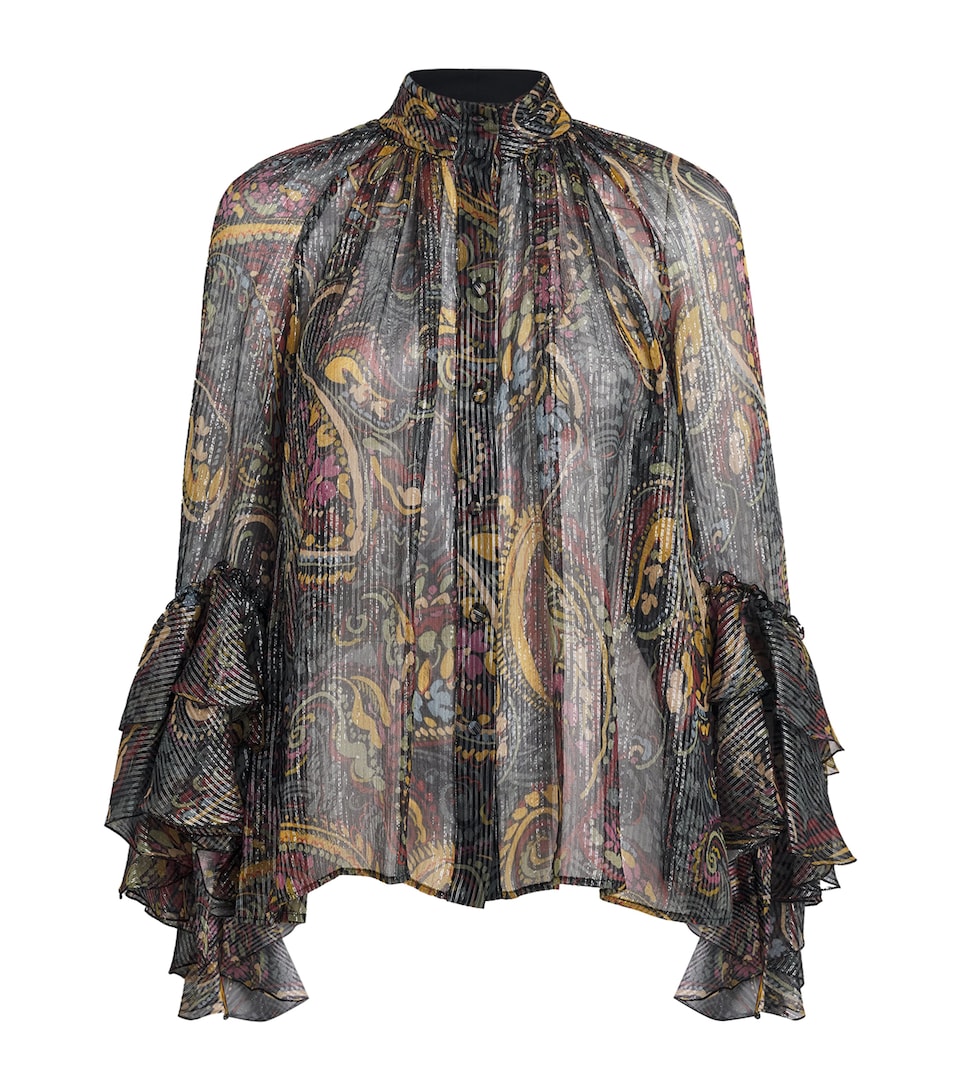 Etro Womens Silk-Blend Paisley Blouse Print/black Bs