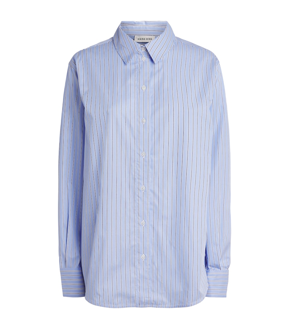 ANINE BING Womens Oversized Stripe Essie Shirt Washed Blue