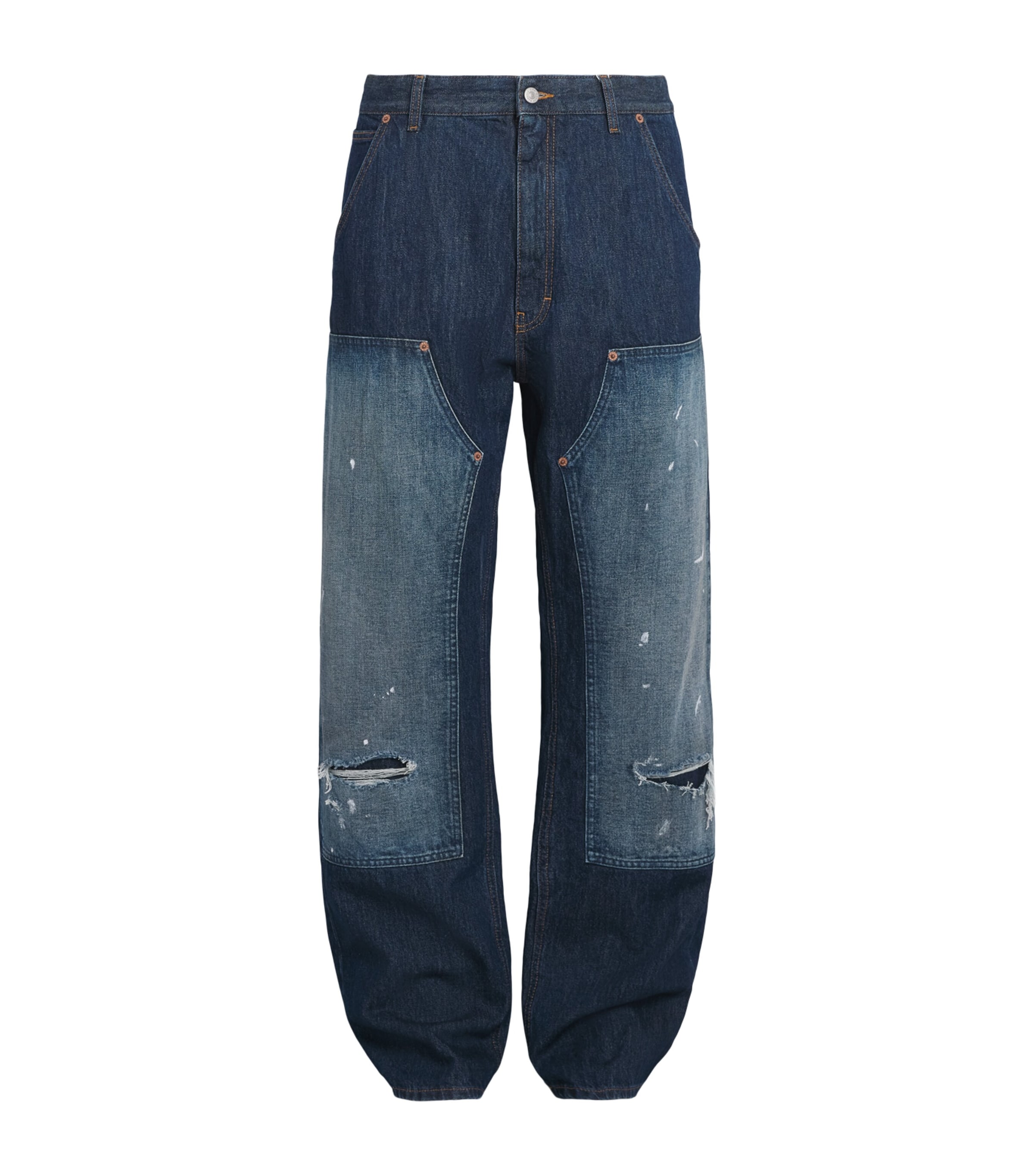 MM6 Maison Margiela Mens Distressed Straight Jeans Blue