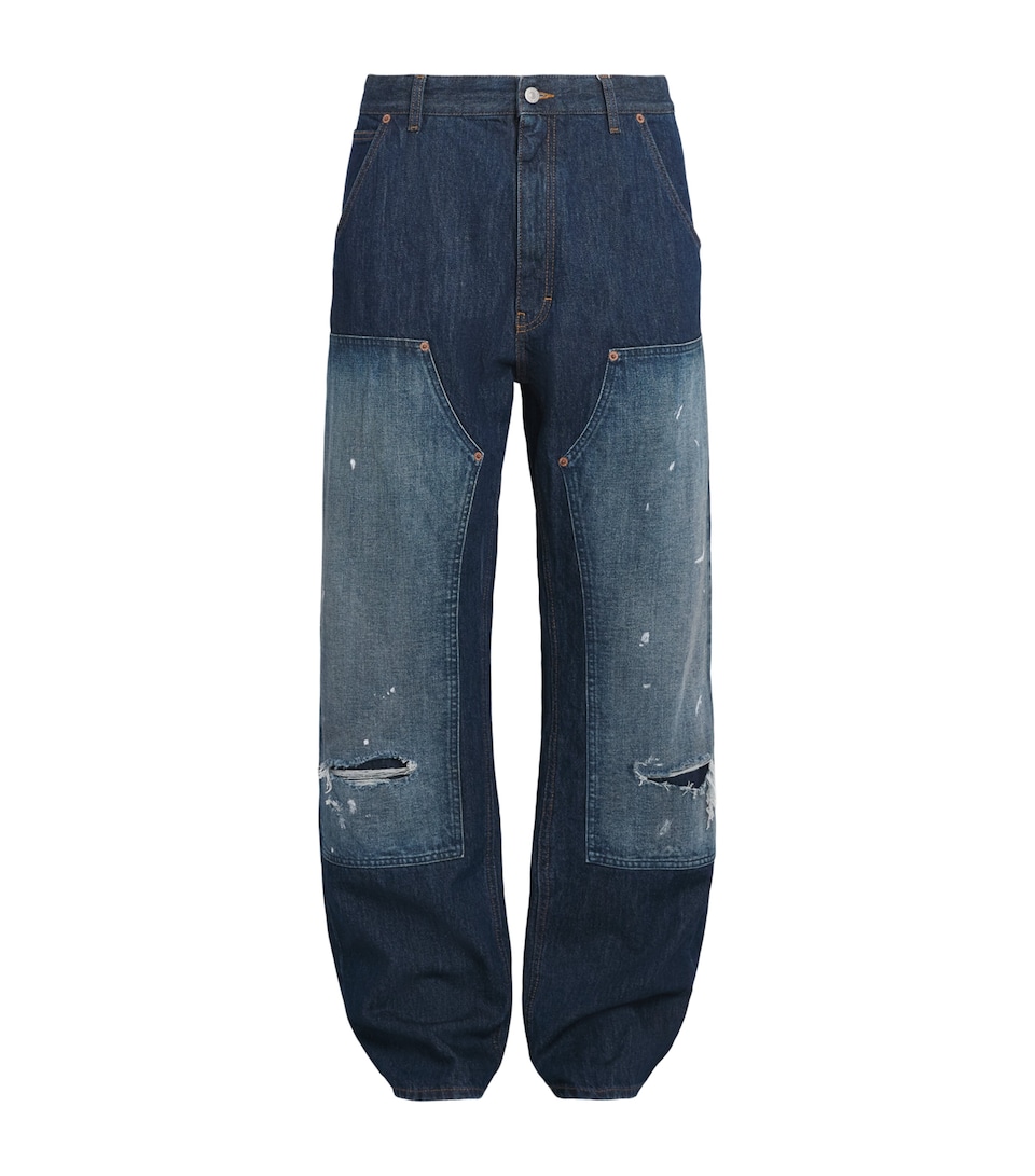 MM6 Maison Margiela Mens Distressed Straight Jeans Blue