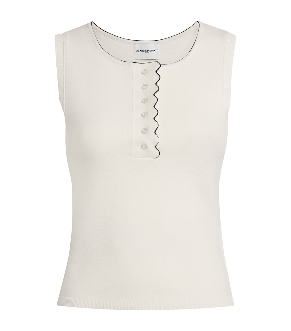Claudie Pierlot Womens Ribbed Tank Top Ecru