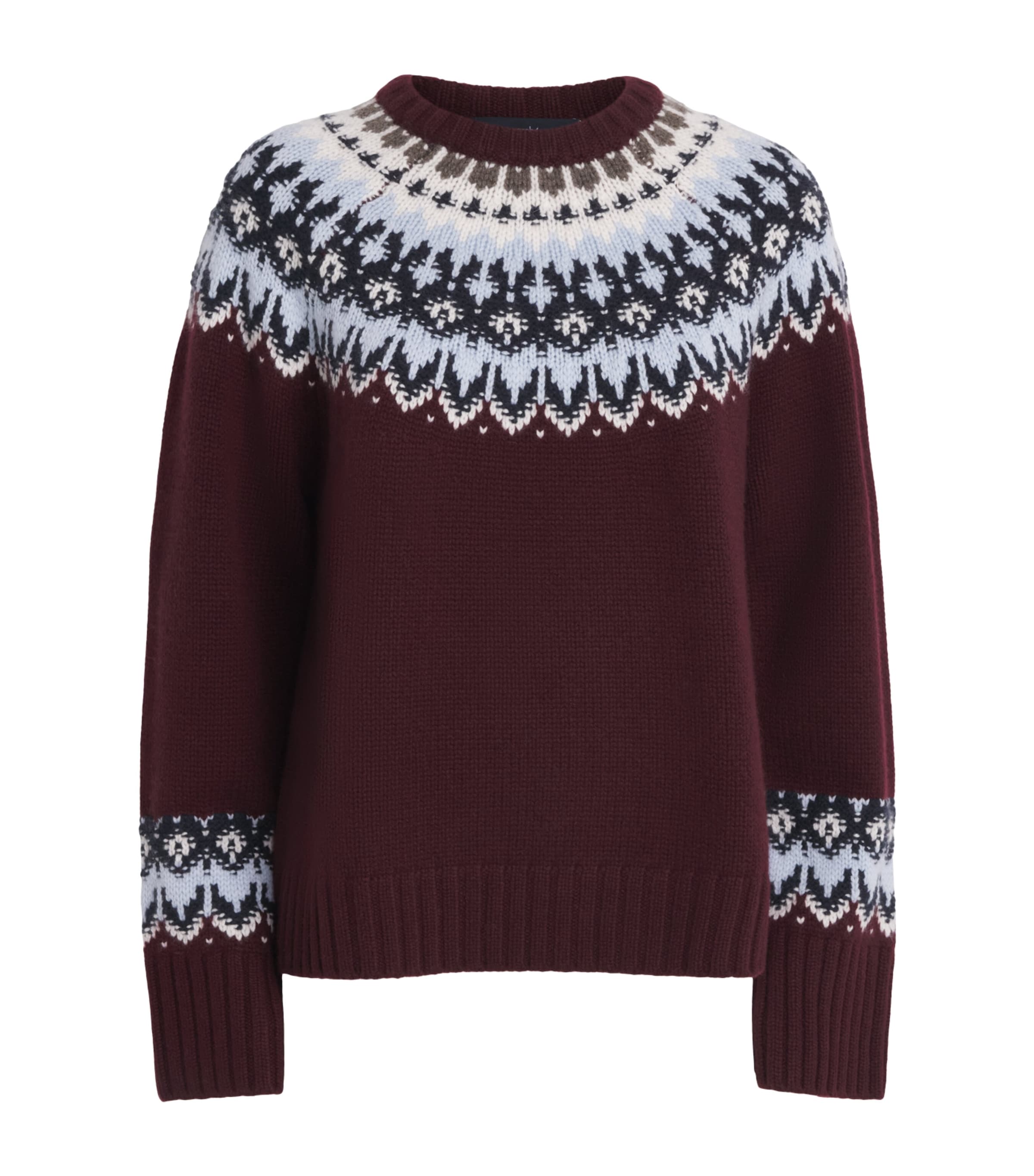 arch 4 Womens Cashmere Fair Isle Jackson Sweater Dp Bgndy/ Ivry Frsle