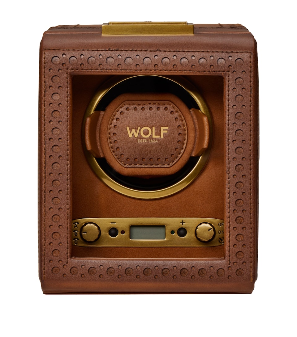 WOLF Brogue Single Watch Winder Burnished Brown