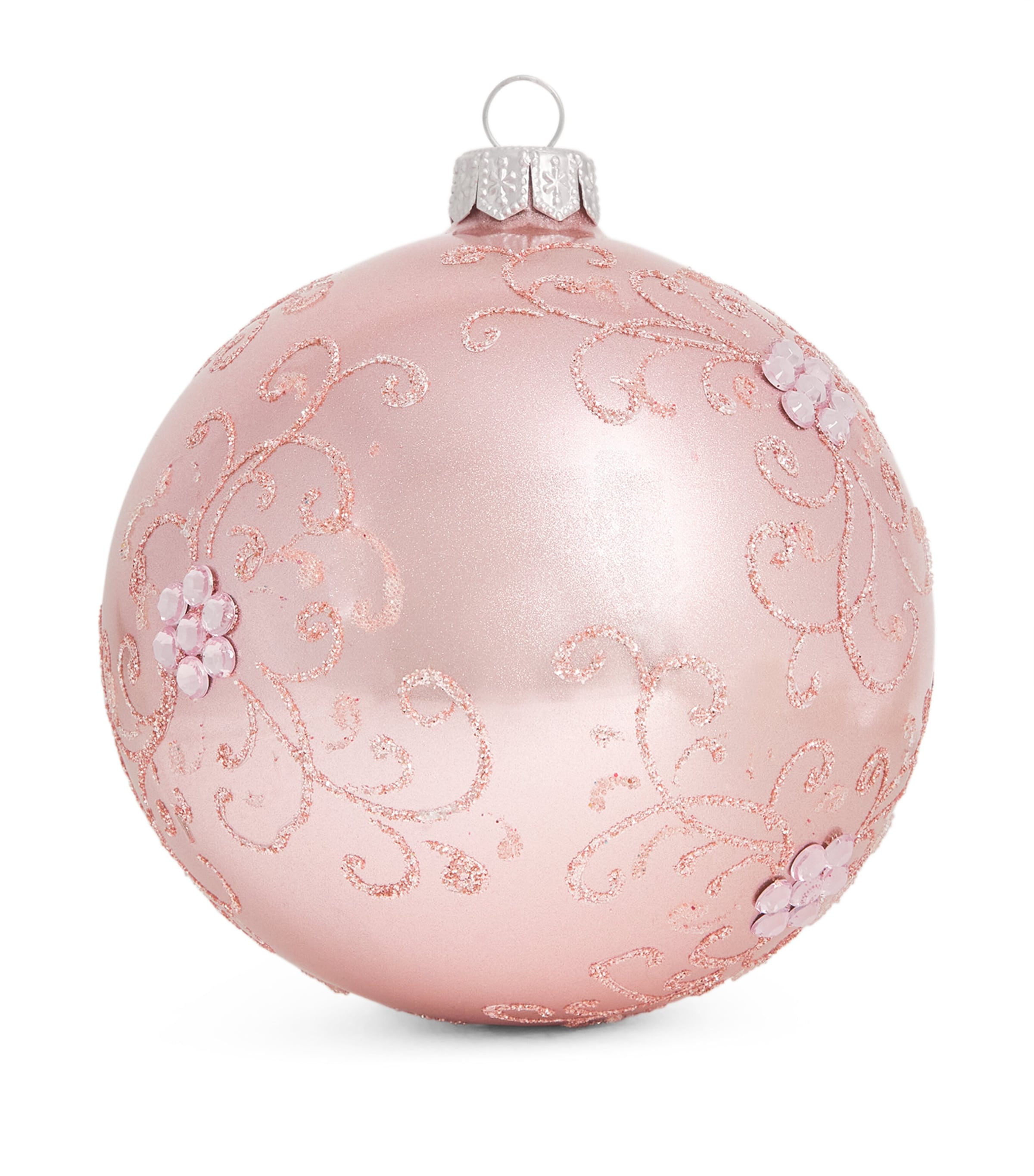 Harrods Metallic Glitter Swirl Bauble Pink Metallic Effect