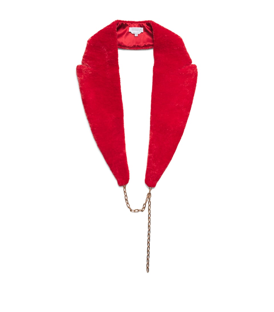 Gabriela Hearst Womens Fur Elliott Coat Collar Red Red