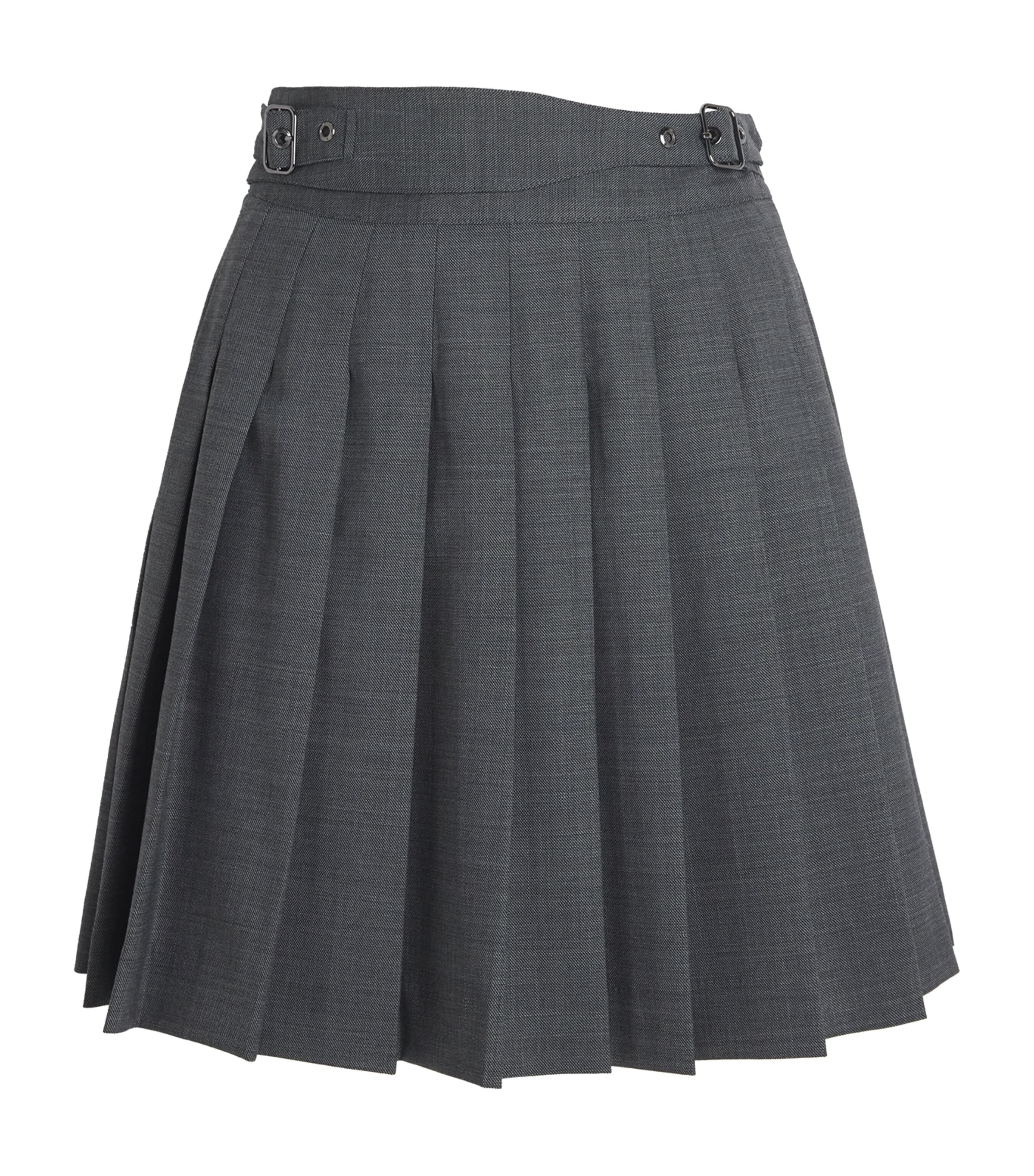 Wool-Blend Pleated Mini Skirt