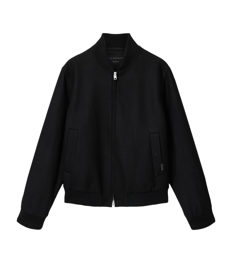 AllSaints Mens Wool-Blend Deceit Bomber Jacket Black