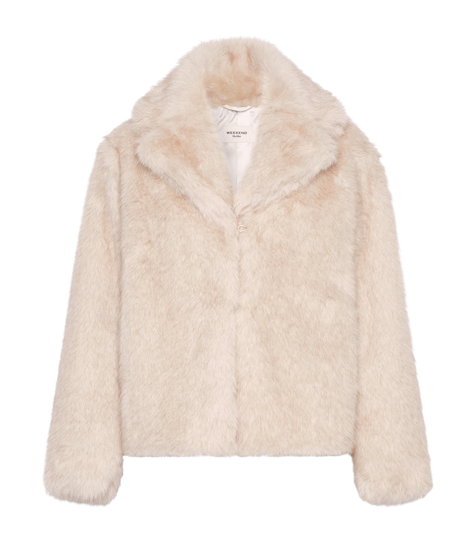 Weekend Max Mara Womens Faux Fur Short Coat Powder
