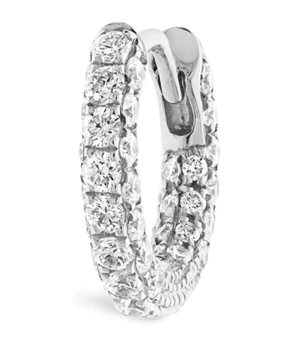 Maria Tash Diamond Five Row Pavé Single Hoop Earring (6.5mm) White Gold
