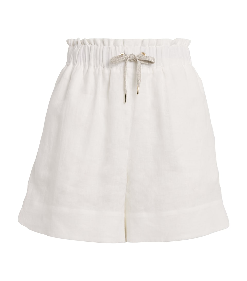 Eleventy Womens Linen Drawstring Shorts Bianco