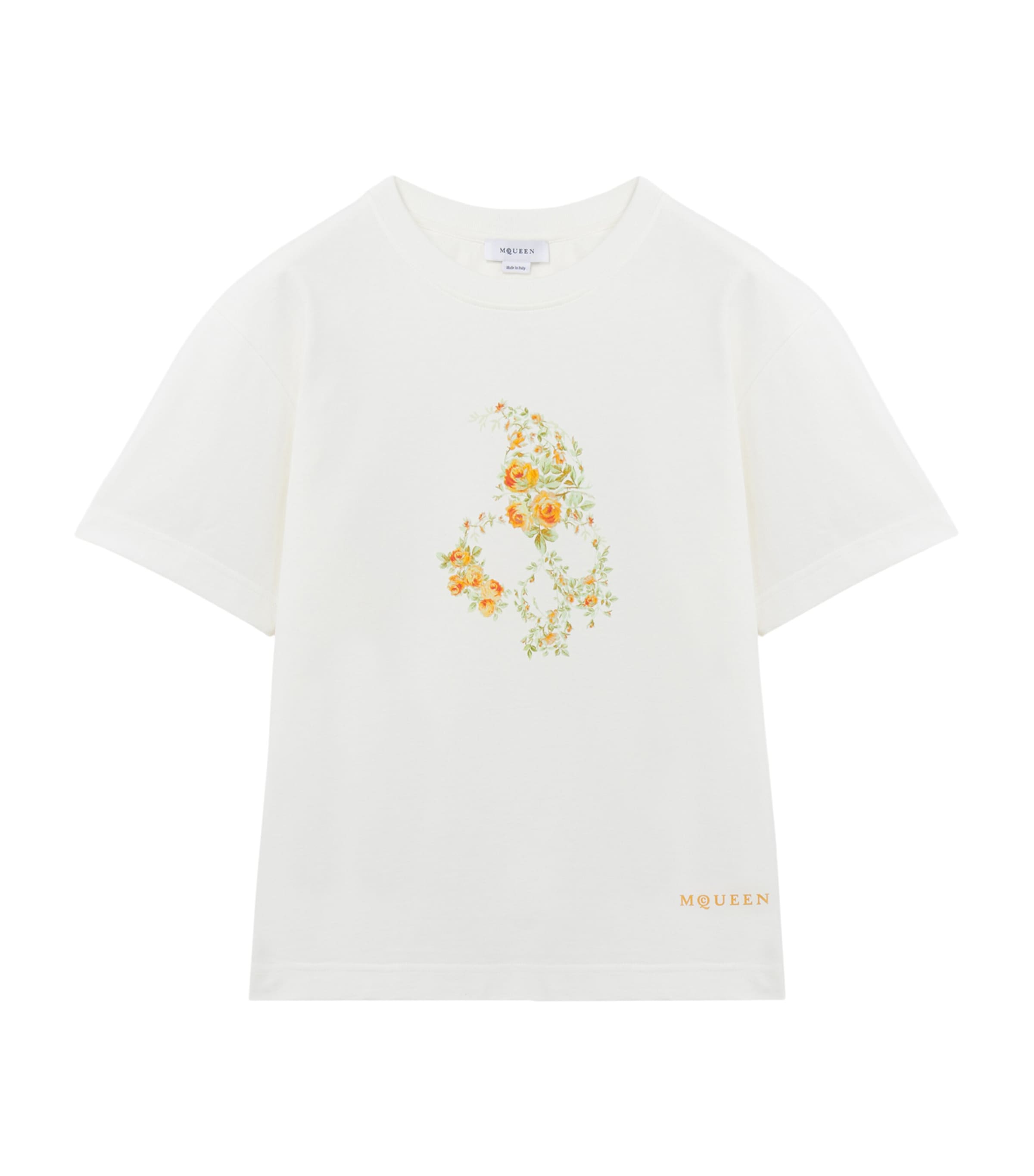 McQueen Womens Cotton Floral Skull T-Shirt