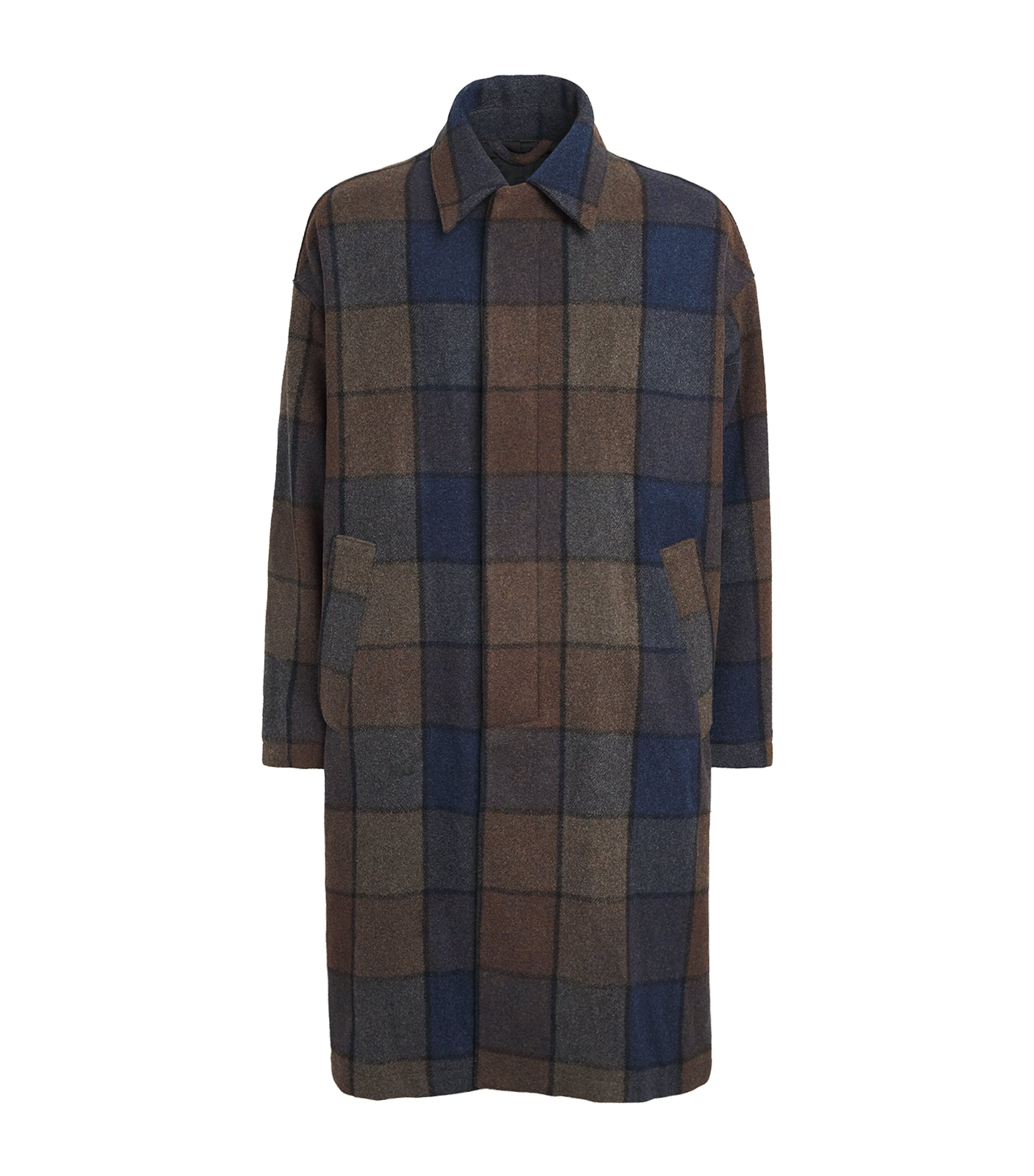 Song For The Mute Mens Wool Check Overcoat
