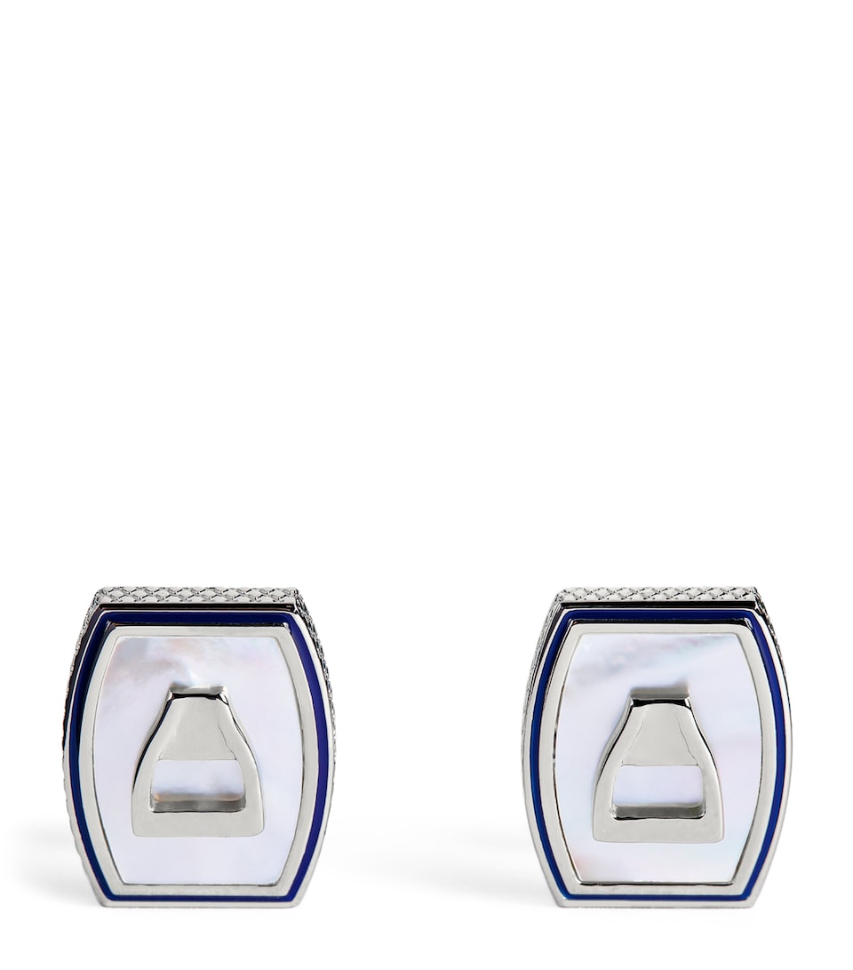 Palladium Mother-Of-Pearl-Detail Ascot Cufflinks