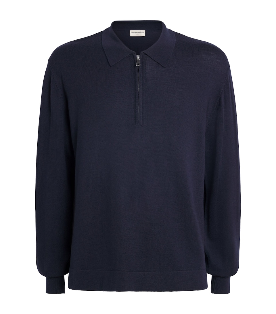 Wool Quarter-Zip Polo Sweater