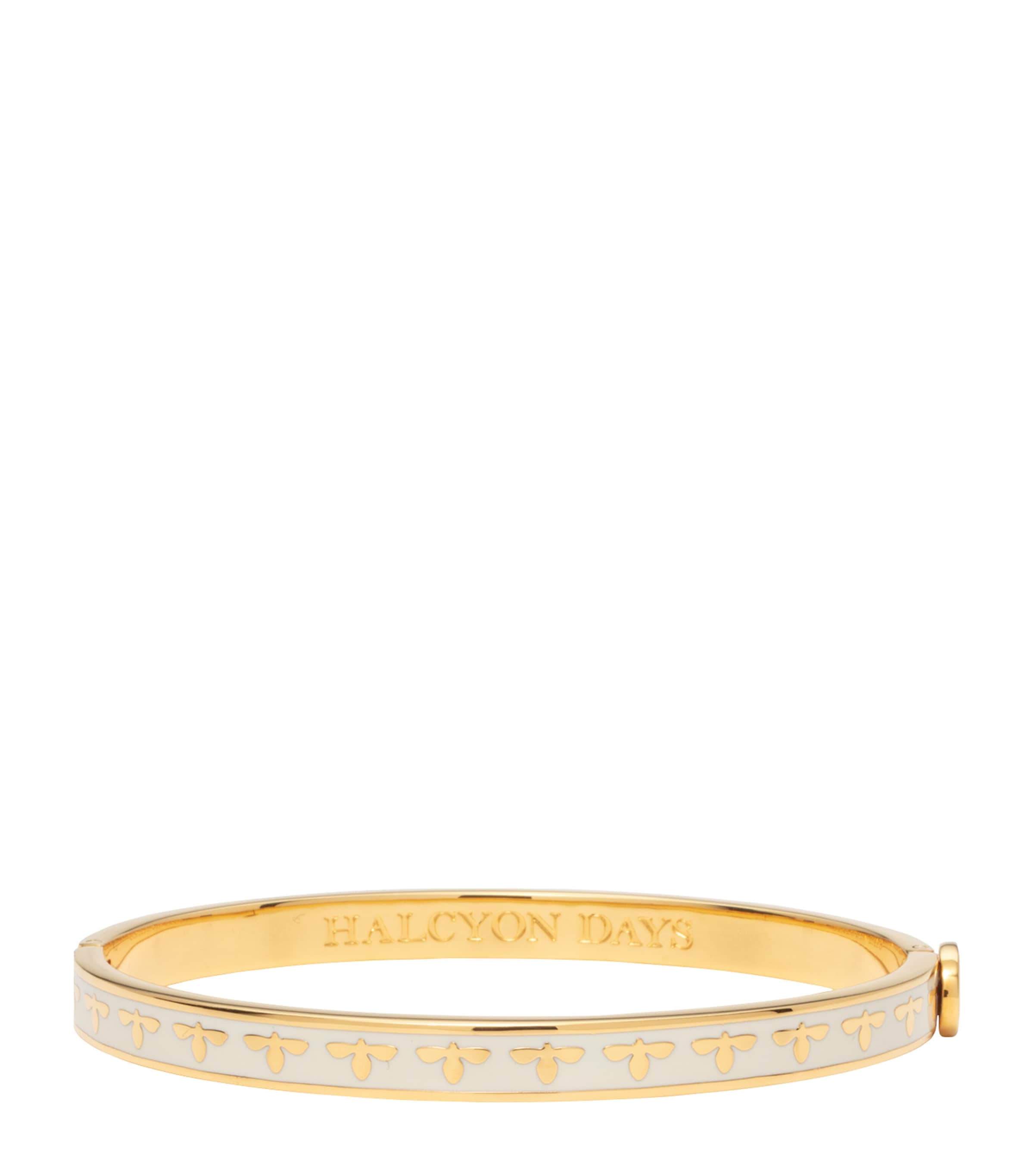 Halcyon Days Gold-Plated Bee Bangle Cream/gold
