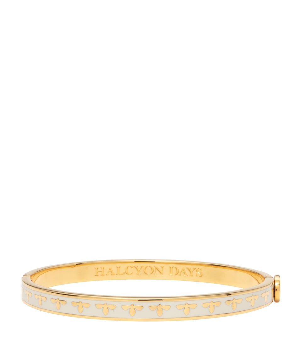 Halcyon Days Gold-Plated Bee Bangle Cream/gold