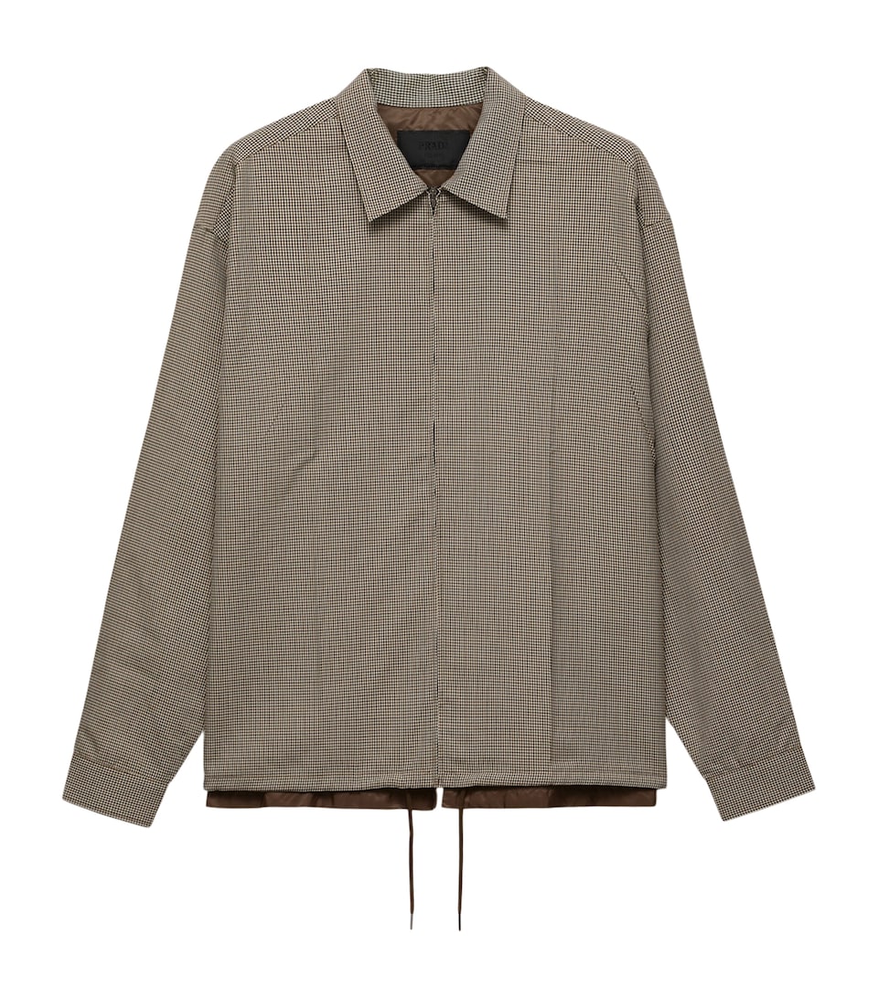 Prada Mens Wool Check Shirt Neutral