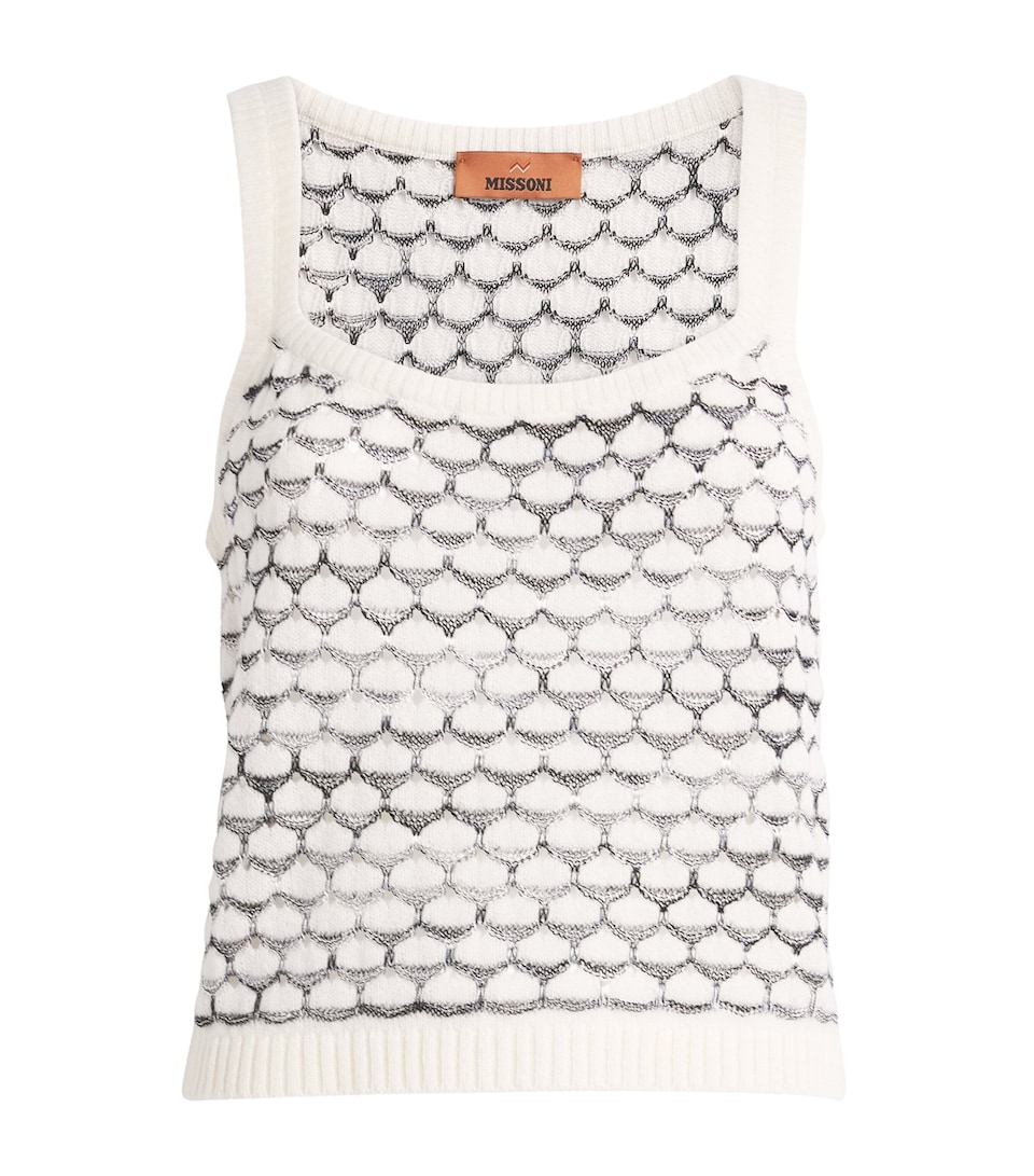 Cashmere-Blend Mesh Tank Top