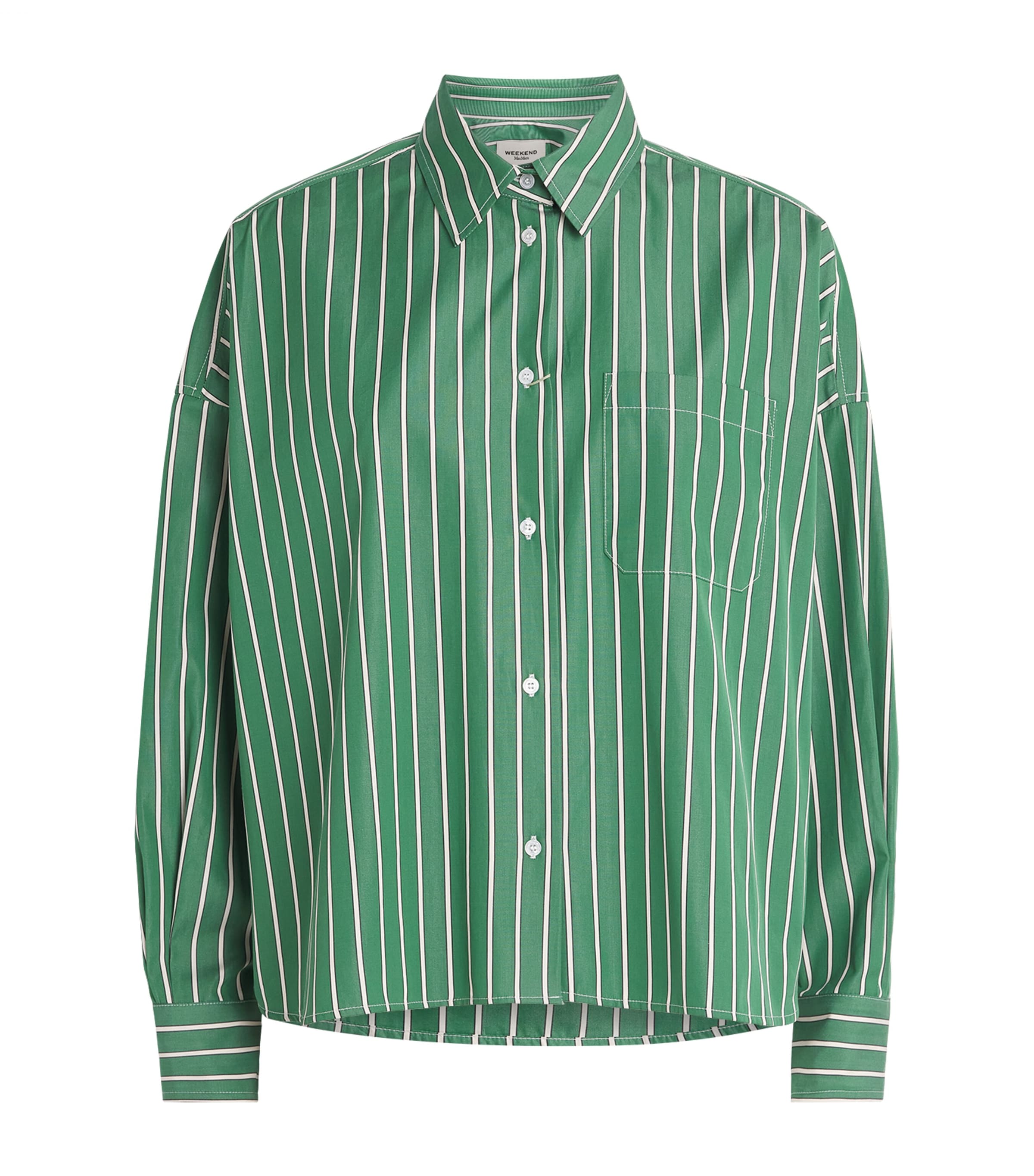 Weekend Max Mara Womens Cotton Stripe Shirt Green Big Stripe