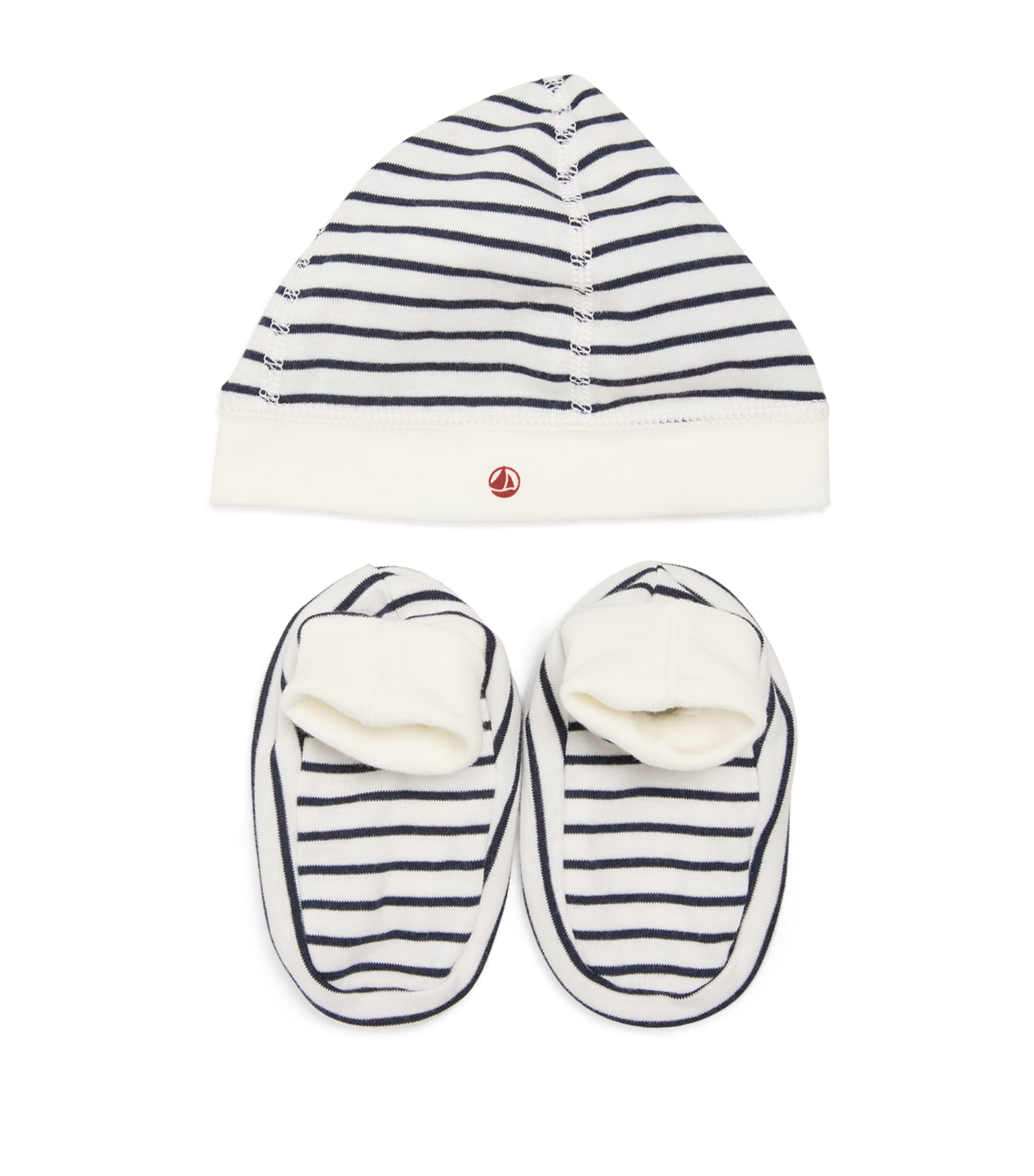 Petit Bateau Striped Hat and Booties Set