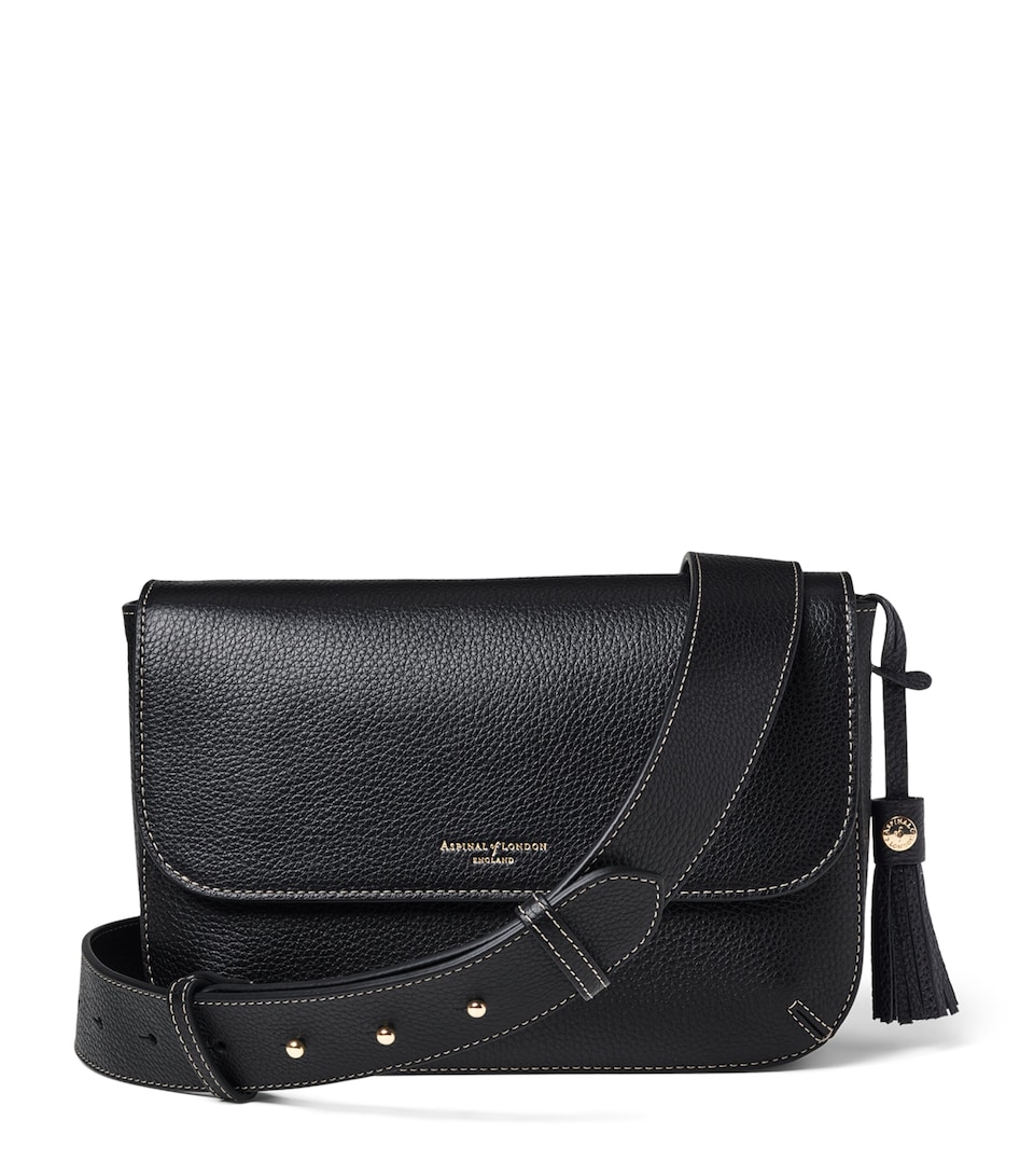 Aspinal Of London Large Leather Ella Cross-Body Bag Black
