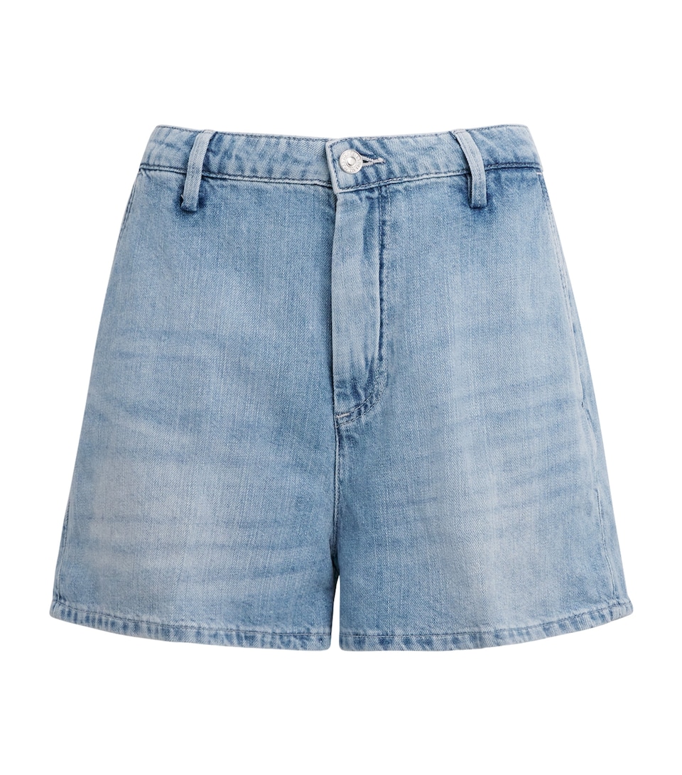 7 For All Mankind Womens Cotton-Linen Mid-Rise Shorts Iris
