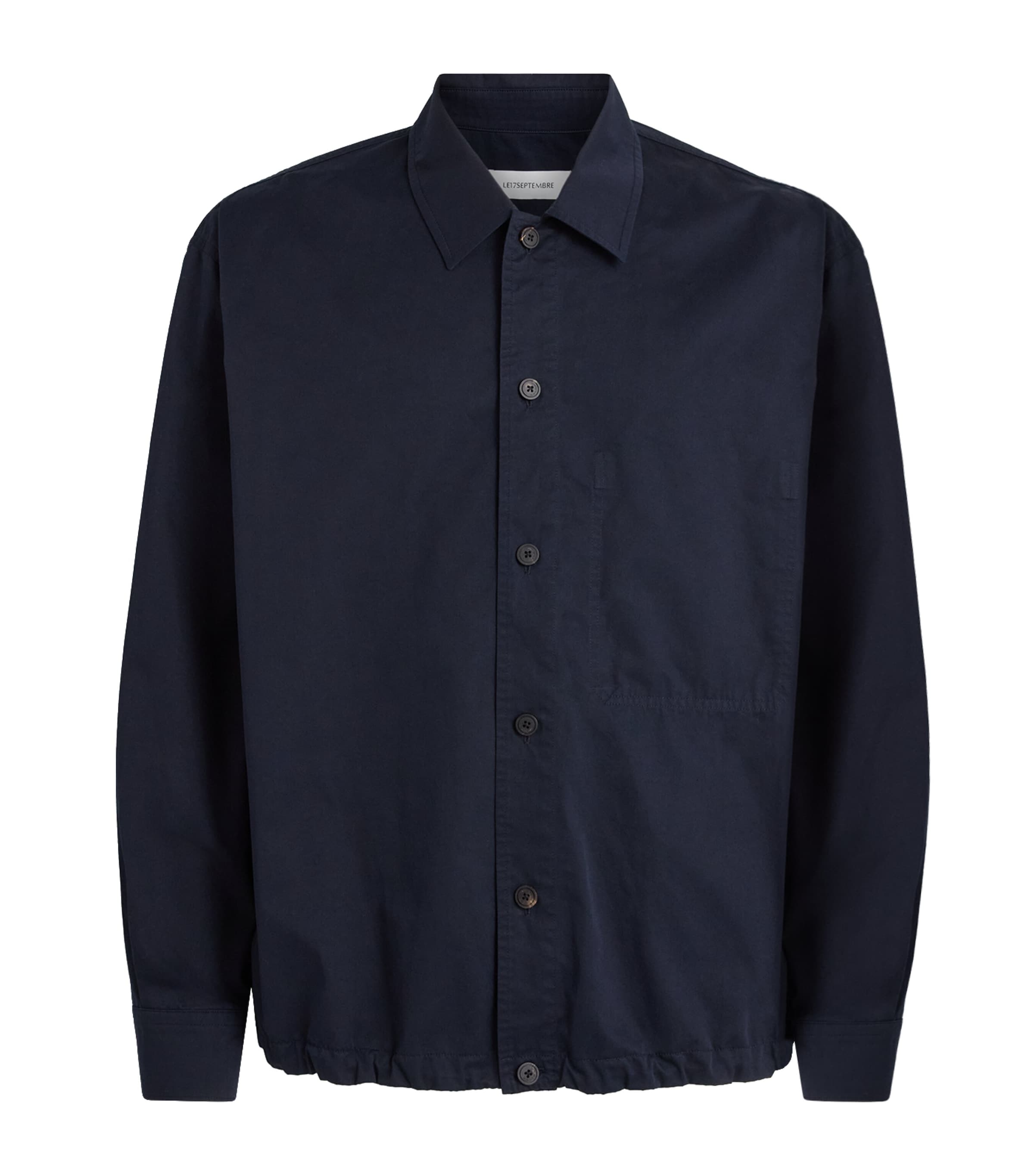 Le 17 Septembre Mens Drawstring-Hem Overshirt Navy