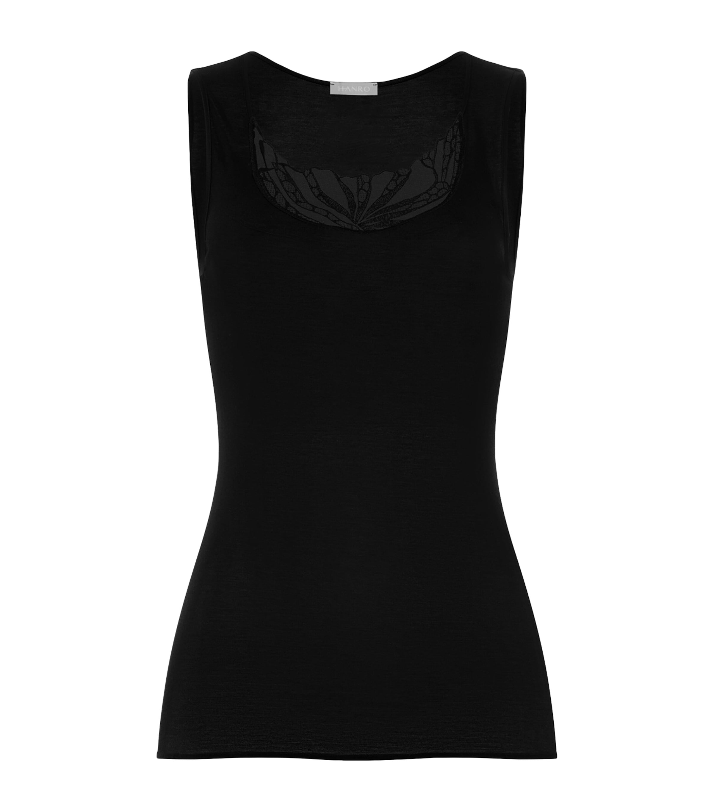 Hanro Womens Cotton Rosaria Tank Top Black