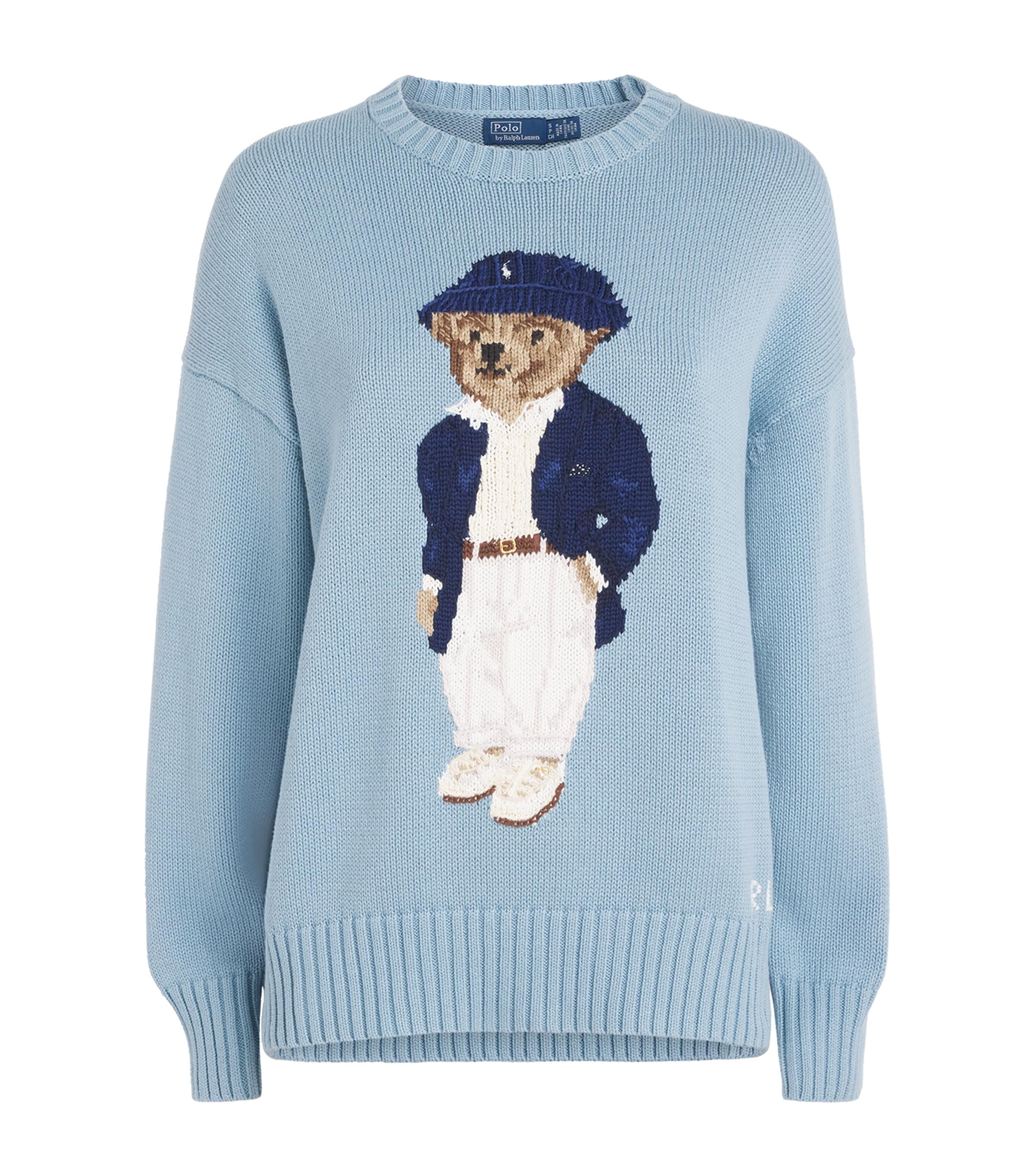Polo Ralph Lauren Womens Cotton Polo Bear Sweater Blue Note