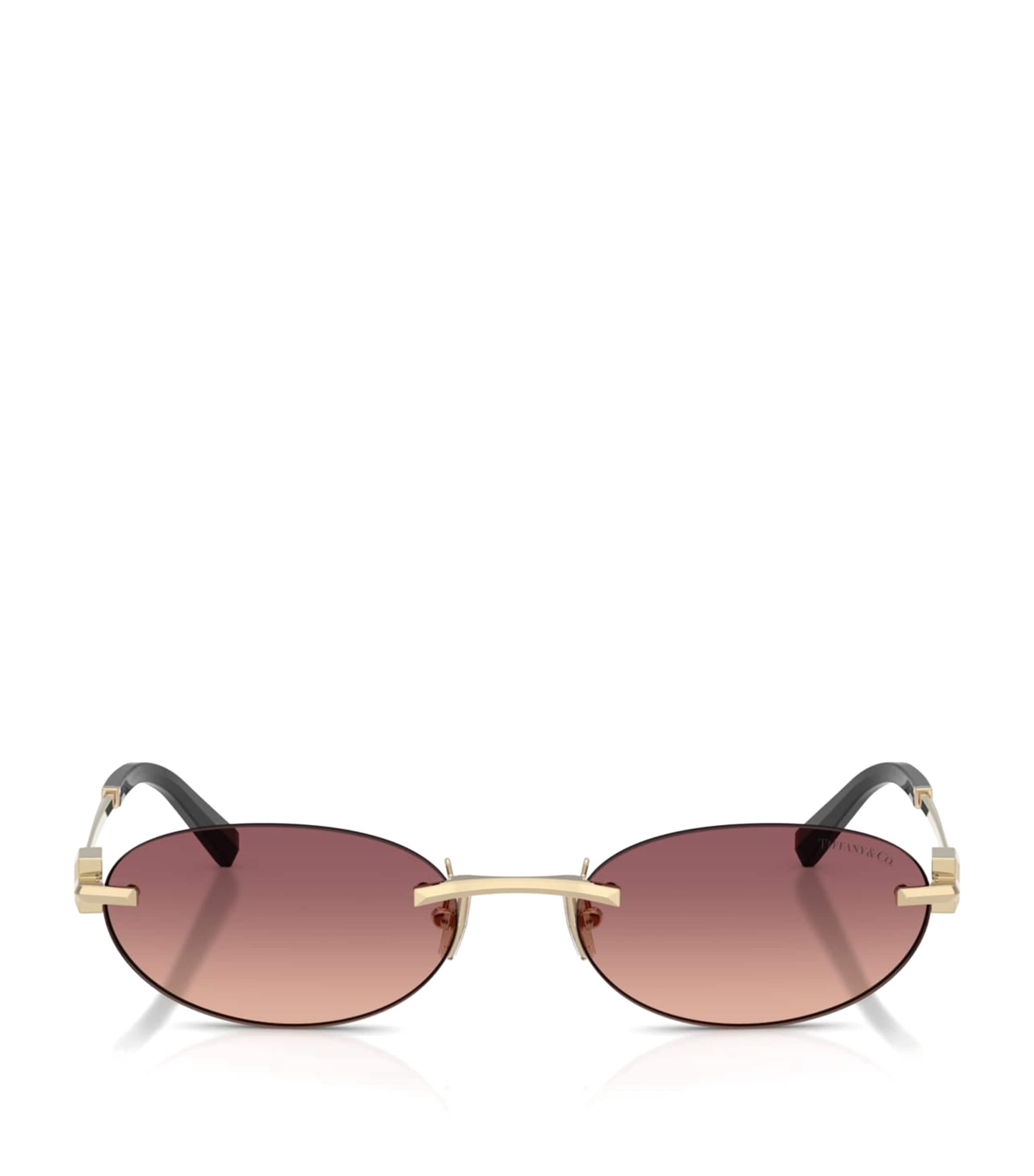 Tiffany & Co. Metal Oval Sunglasses Gold