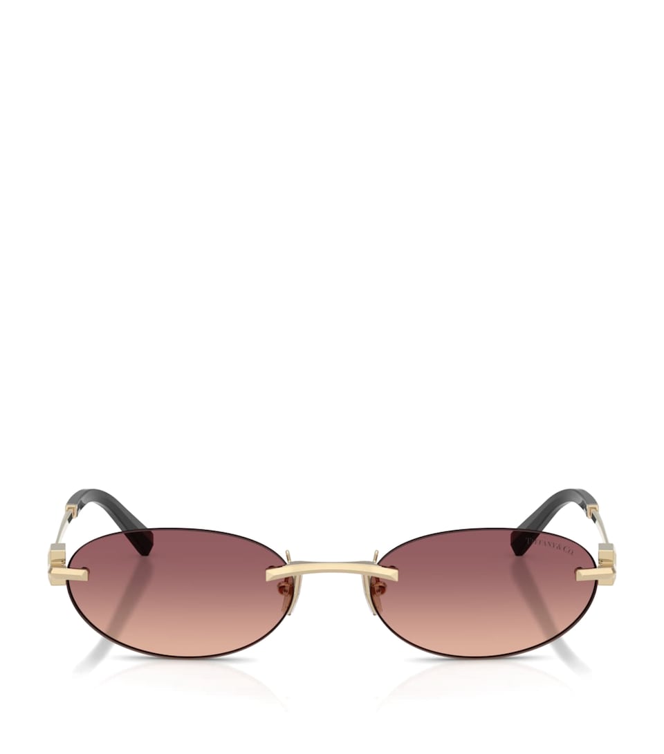 Tiffany & Co. Metal Oval Sunglasses Gold