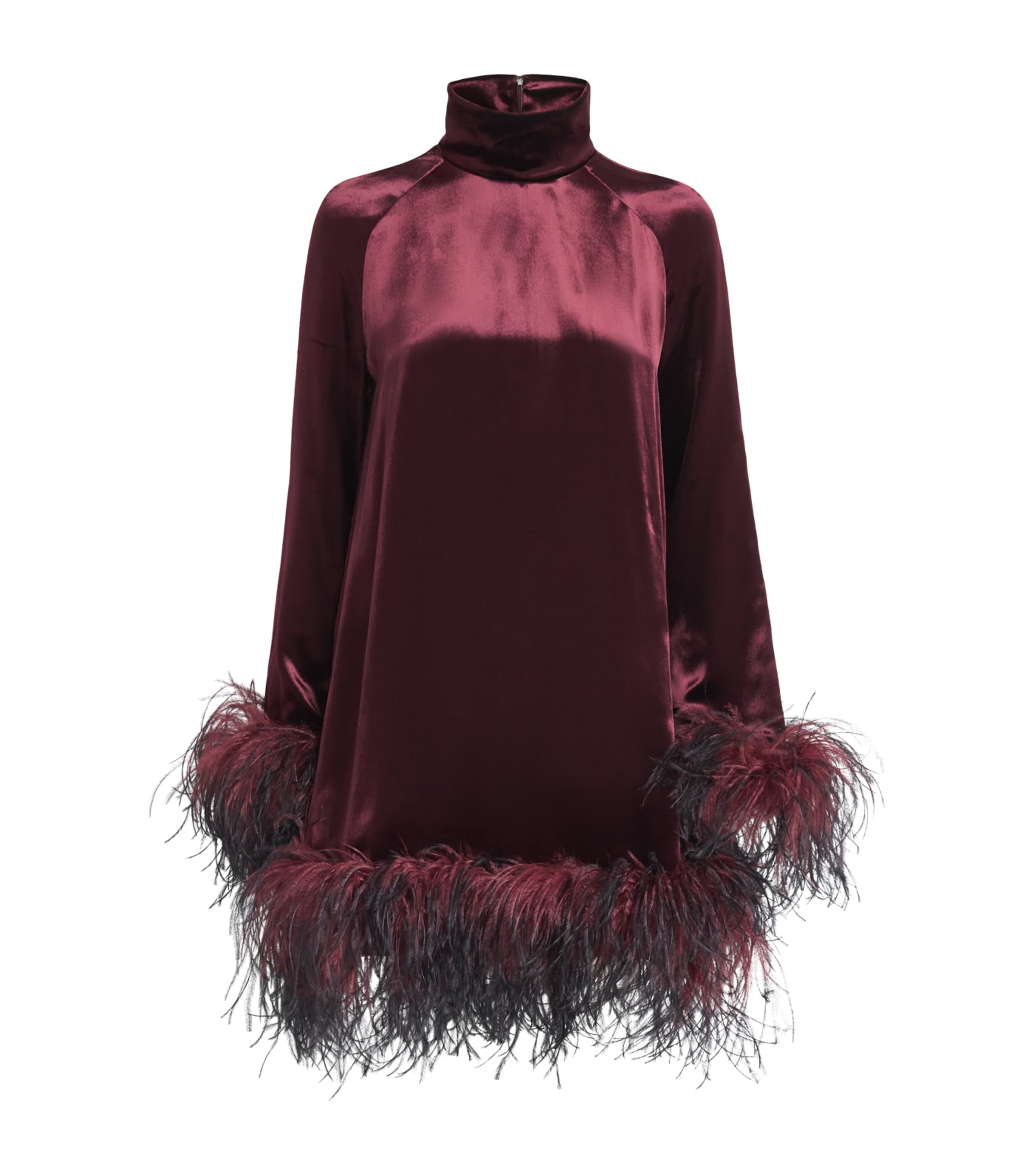 16Arlington Womens Feather-Trim Loire Mini Dress Burgundy