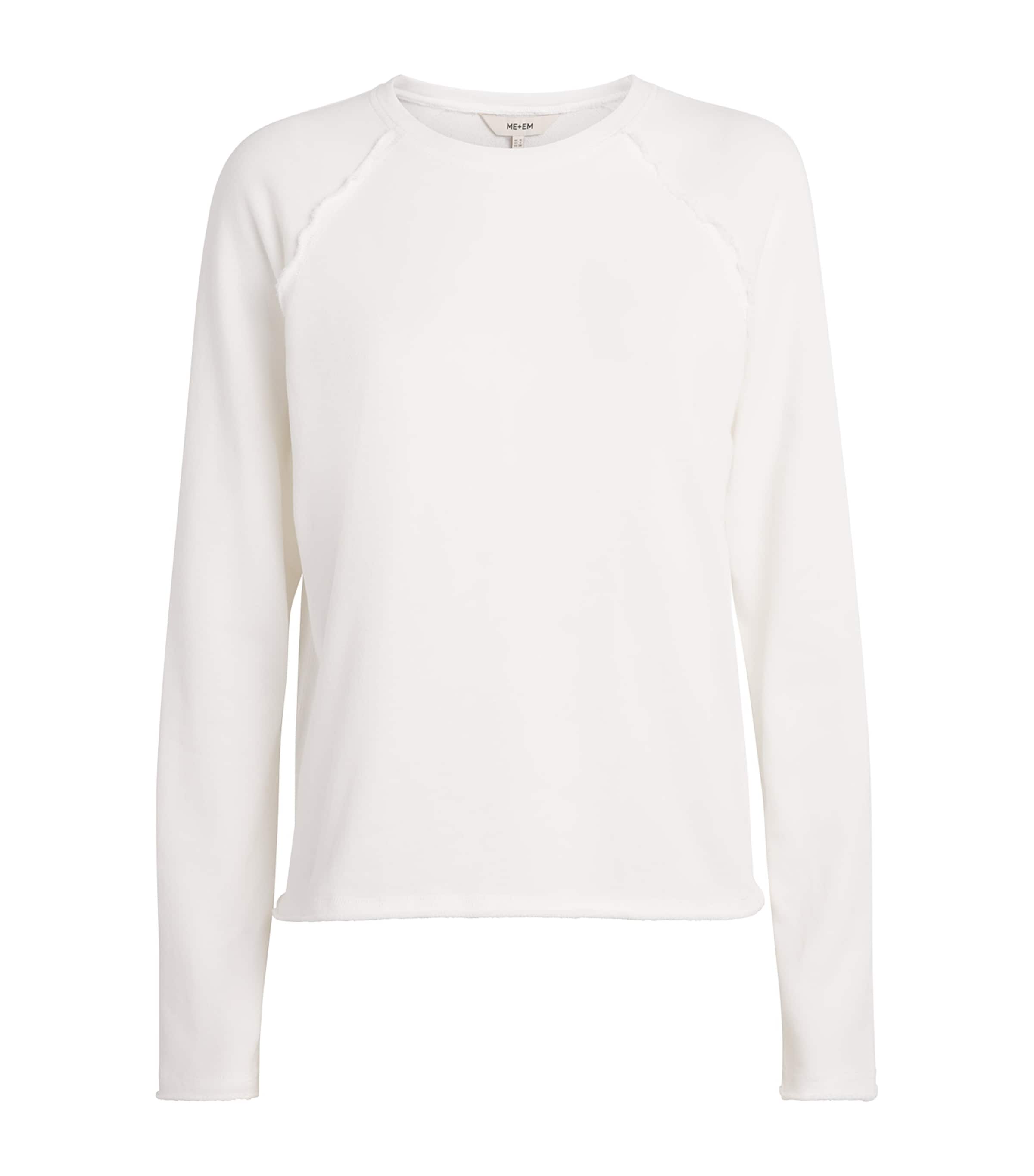 ME+EM Womens Organic Cotton Raw Edge Sweatshirt Soft White