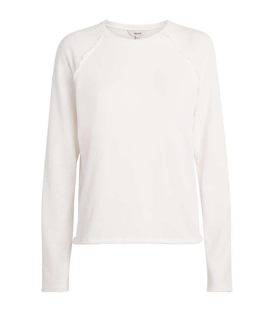 ME+EM Womens Organic Cotton Raw Edge Sweatshirt Soft White