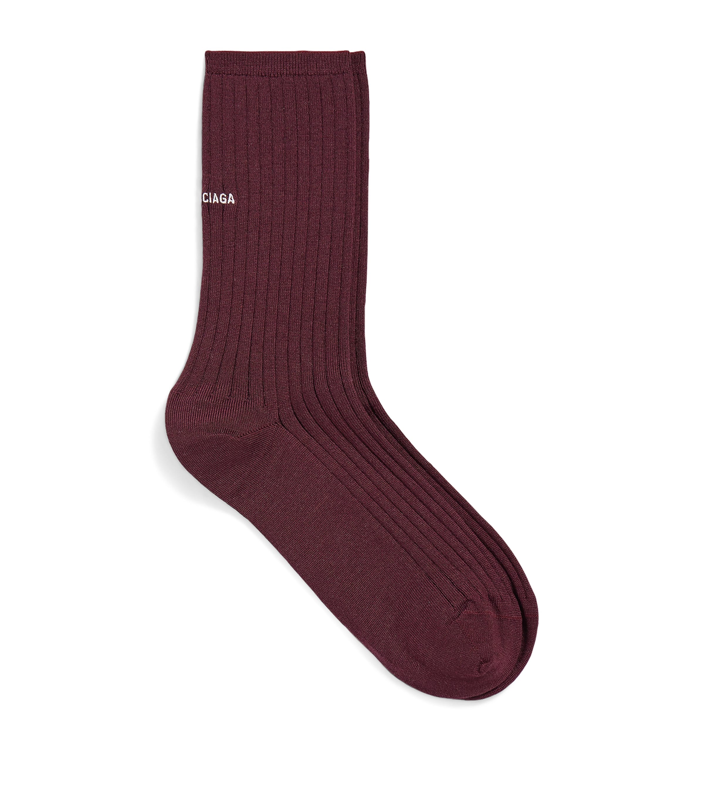 Balenciaga Womens Wool-Blend Logo Socks