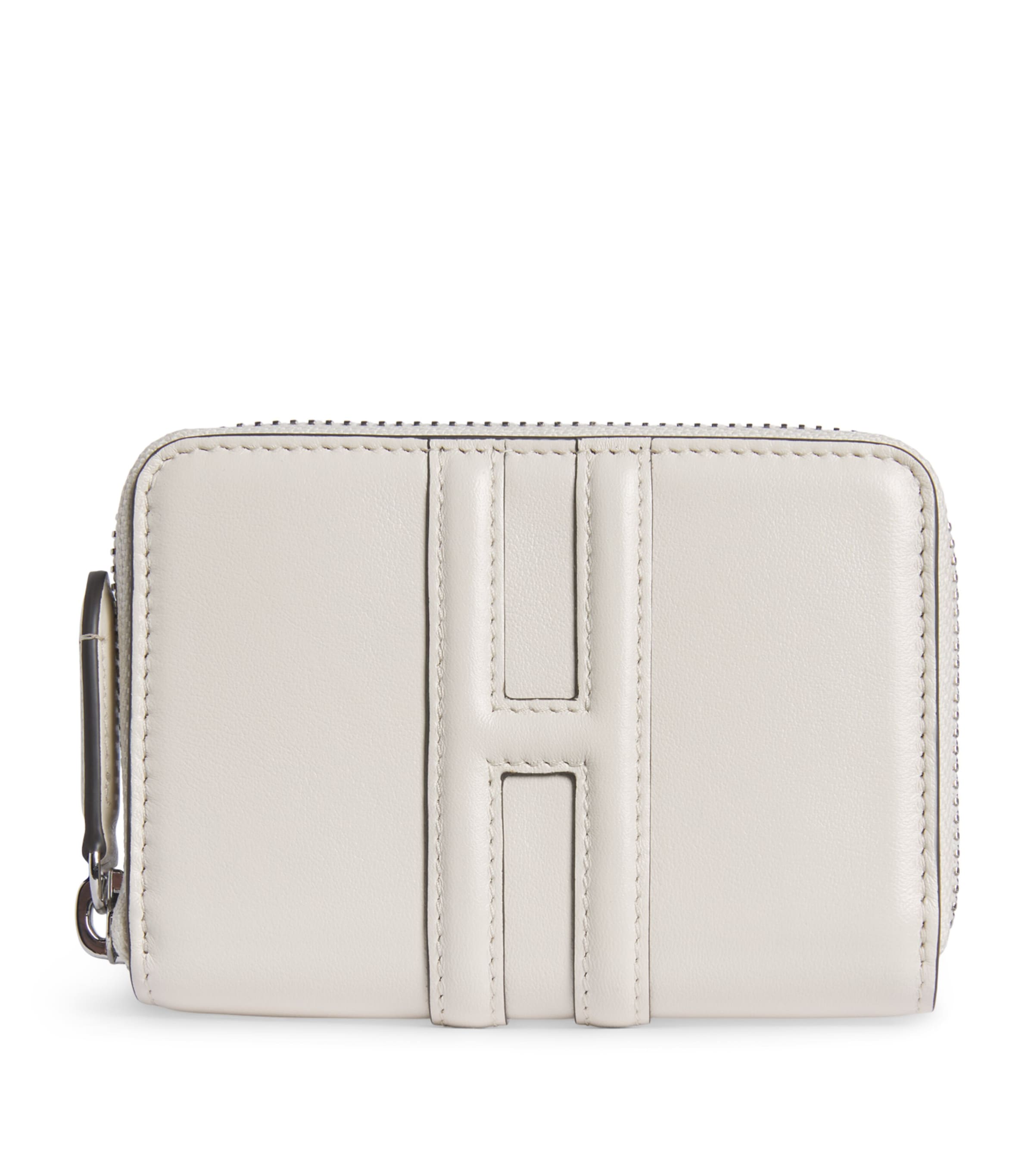 Harrods Leather Zip-Around Purse Ivory