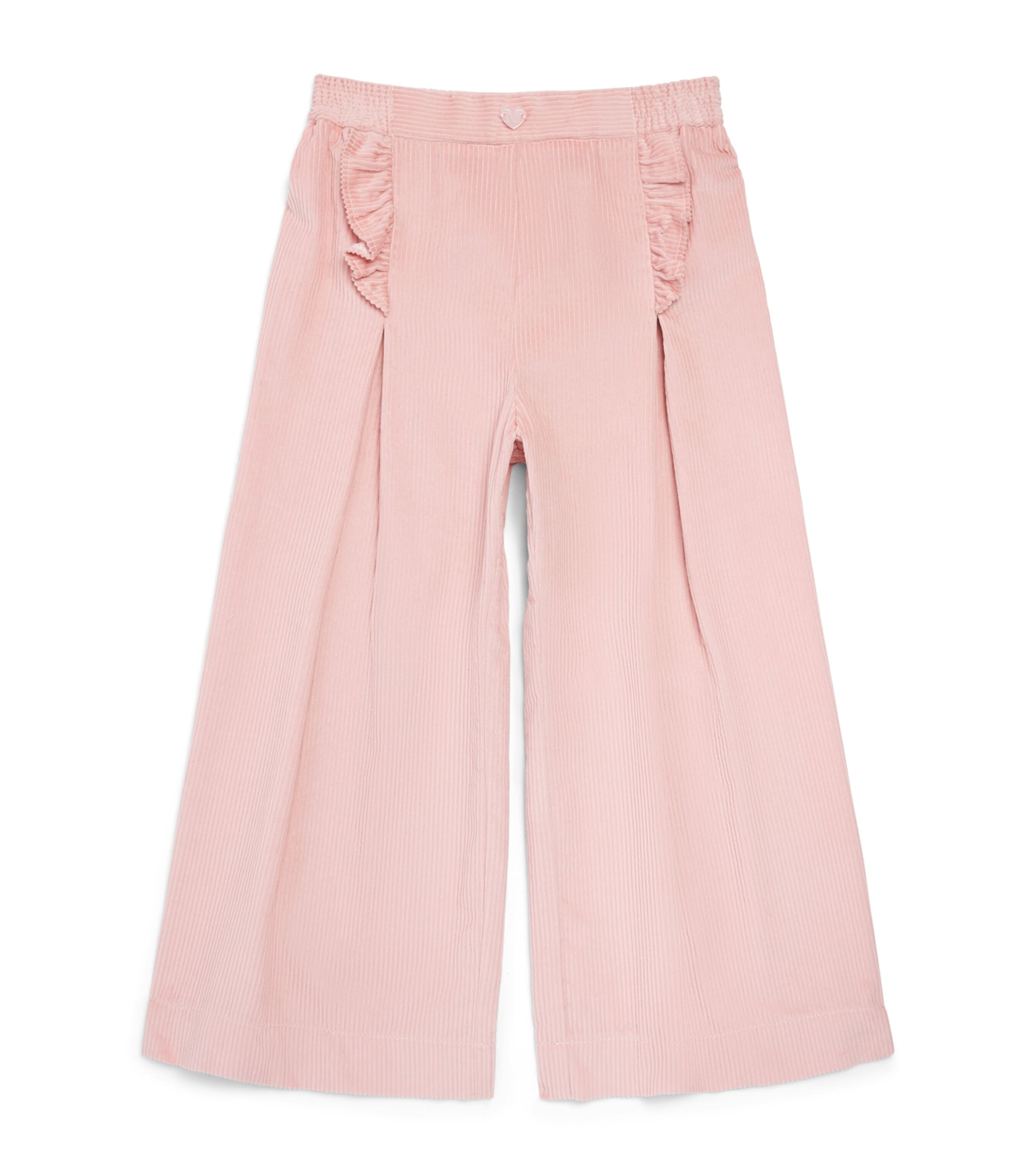 Monnalisa Cotton Ruffle Palazzo Trousers (3 Months-6 Years) Lotus
