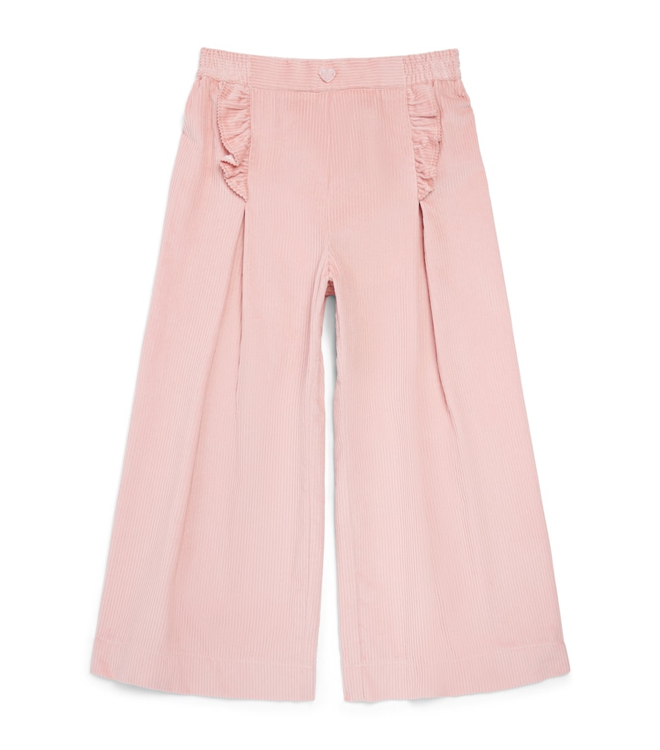 Monnalisa Cotton Ruffle Palazzo Trousers (3 Months-6 Years) Lotus