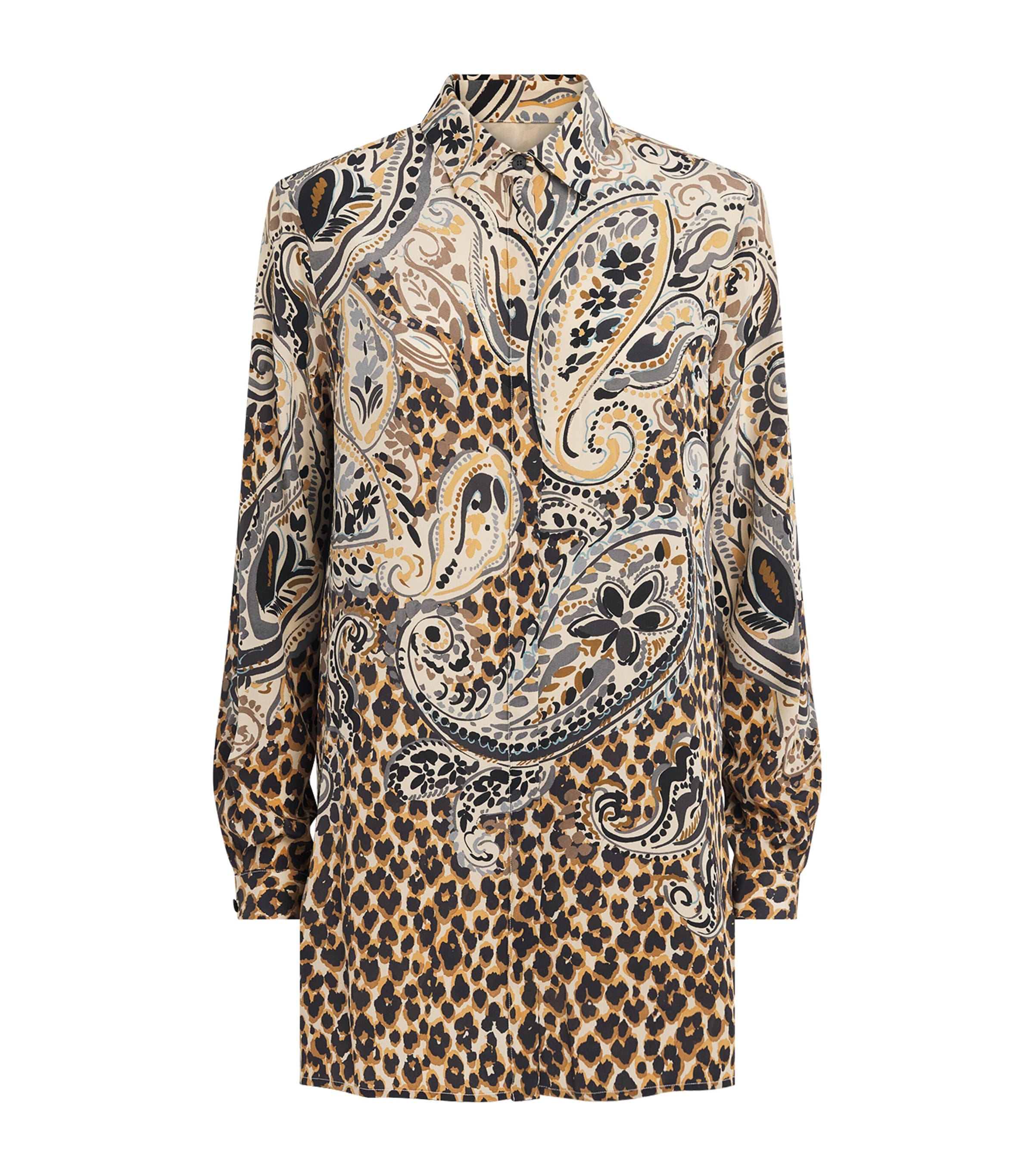Etro Womens Silk Leopard Shirt Beige