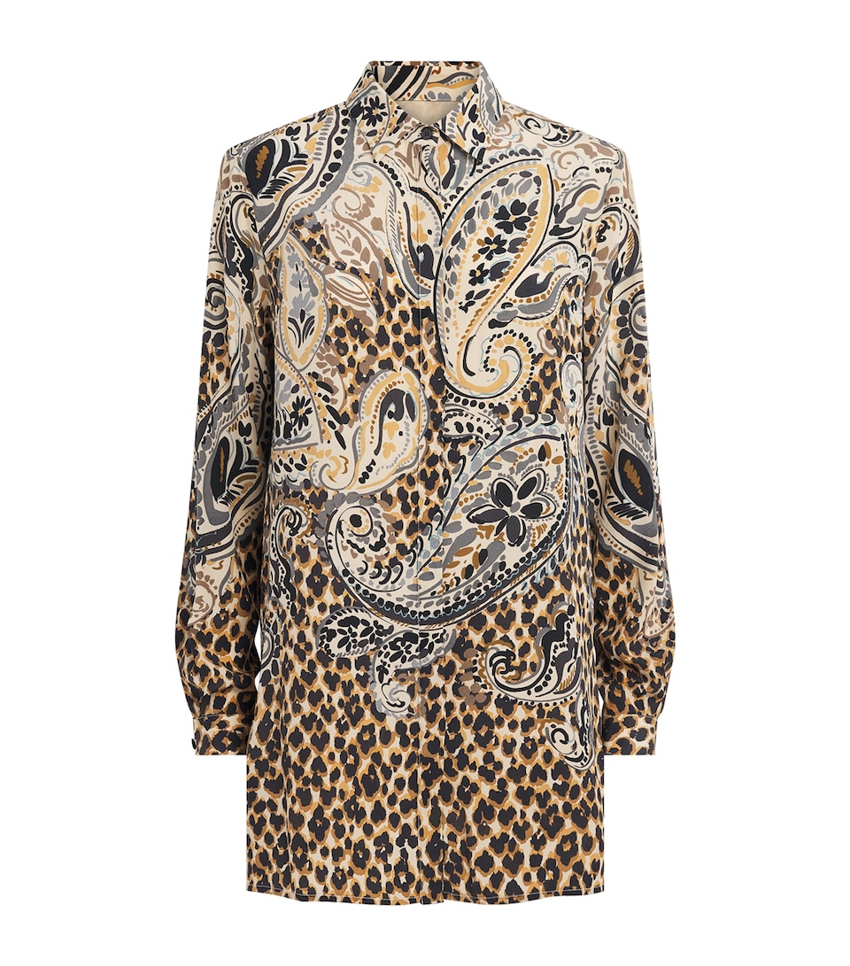 Etro Womens Silk Leopard Shirt Beige