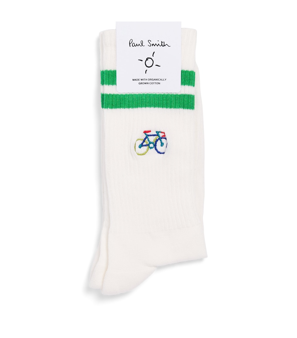 Paul Smith Mens Embroidered Bike Socks White