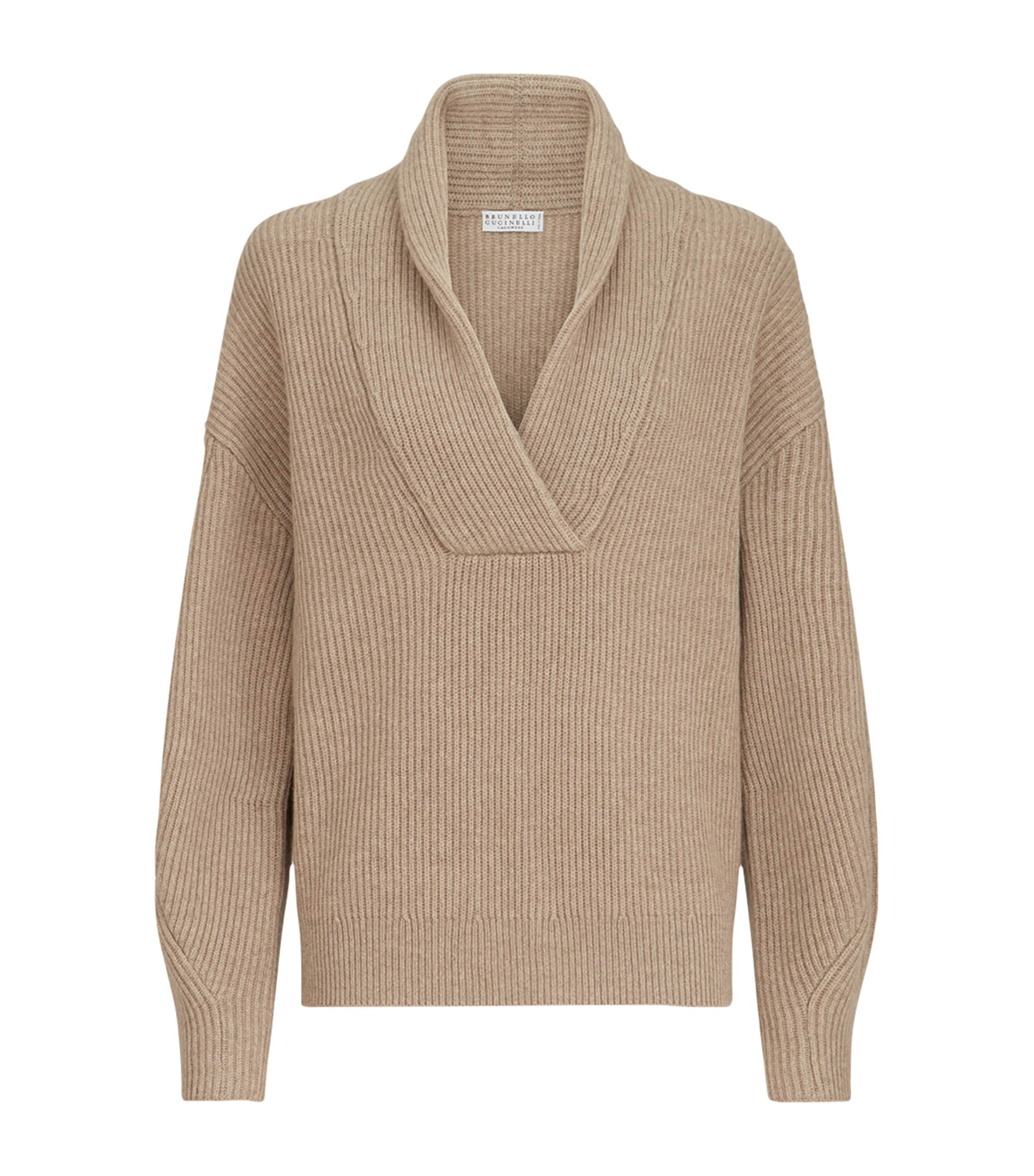Brunello Cucinelli Womens Cashmere Monili Sweater Brown