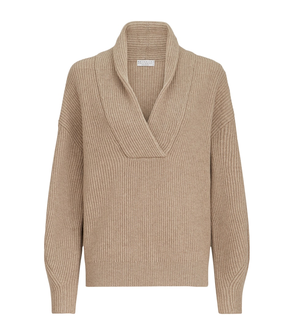 Brunello Cucinelli Womens Cashmere Monili Sweater Brown