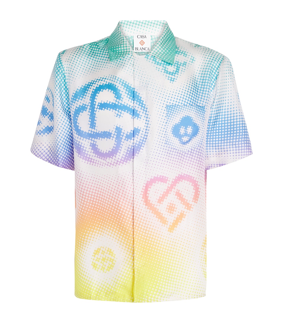 Silk Short-Sleeve Halftone Logo Shirt