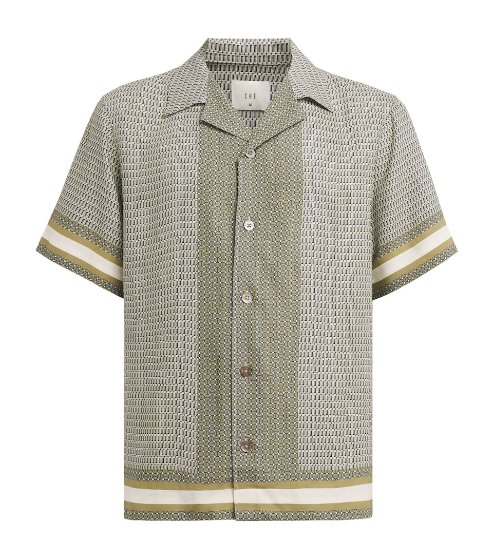 CHÉ Mens Printed Berkeley Shirt Dark Olive