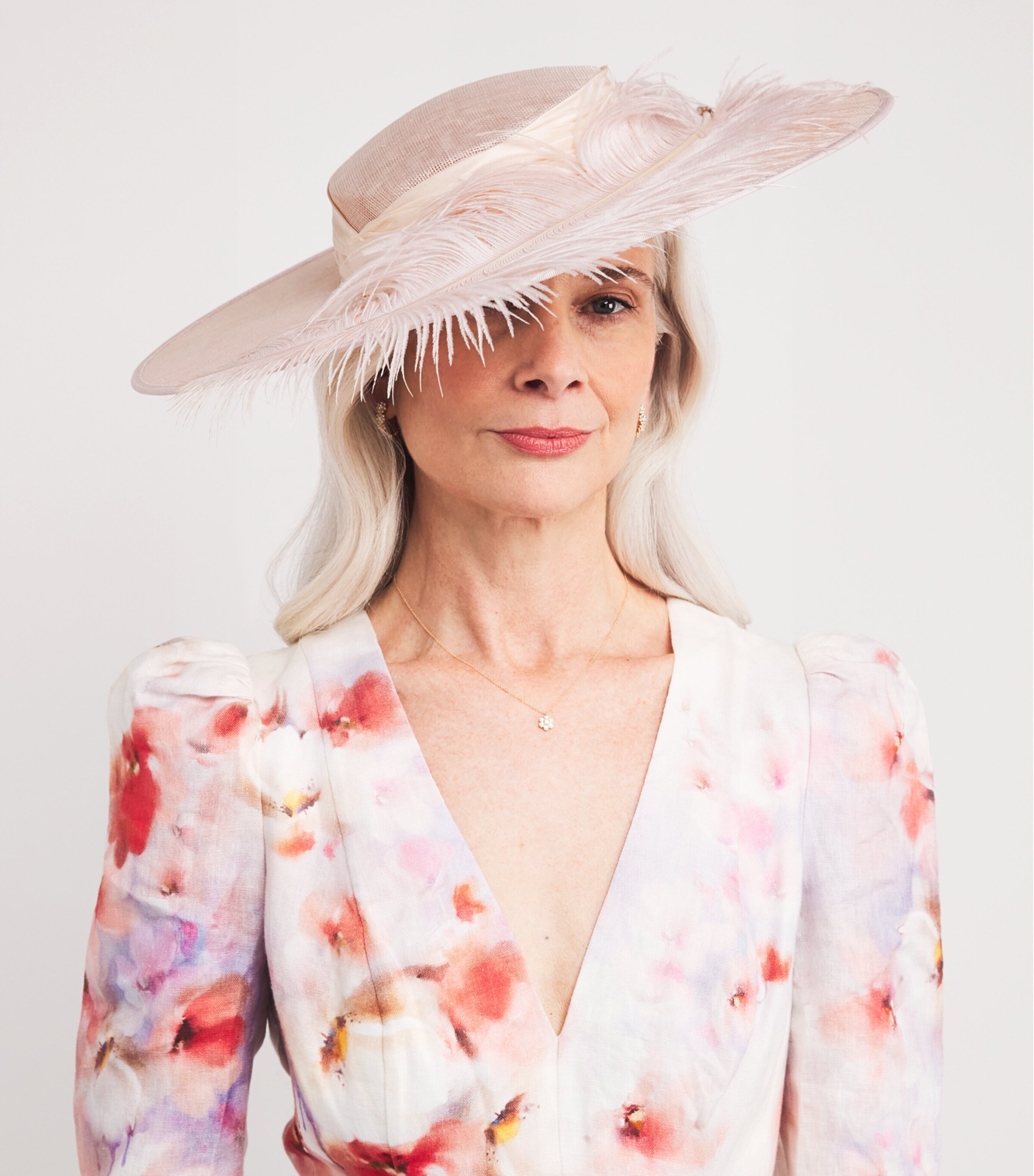 Feather-Trim Bellini Hat