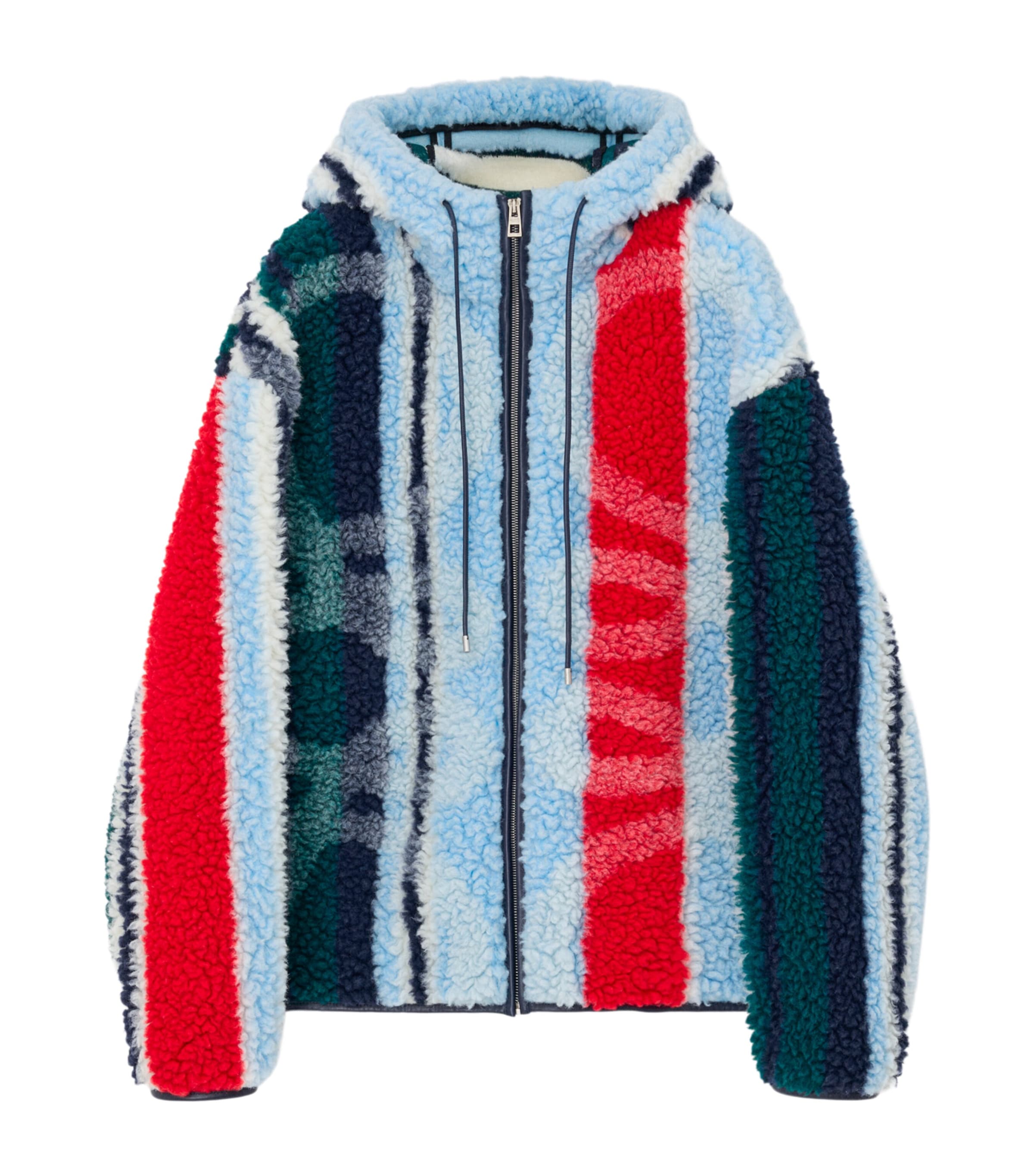 LOEWE Mens Fleece Stripe Hooded Jacket