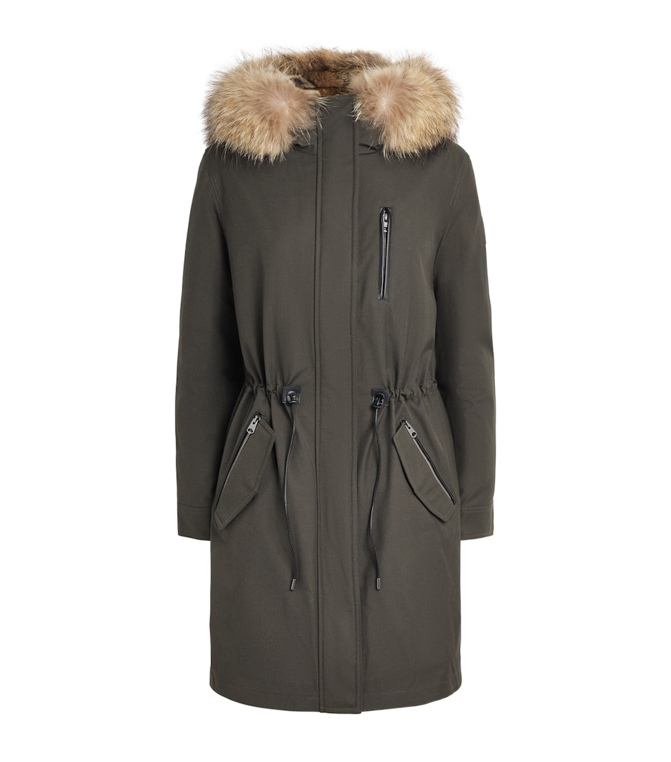 Mackage Womens Fur Rena Parka Jacket Army Natural