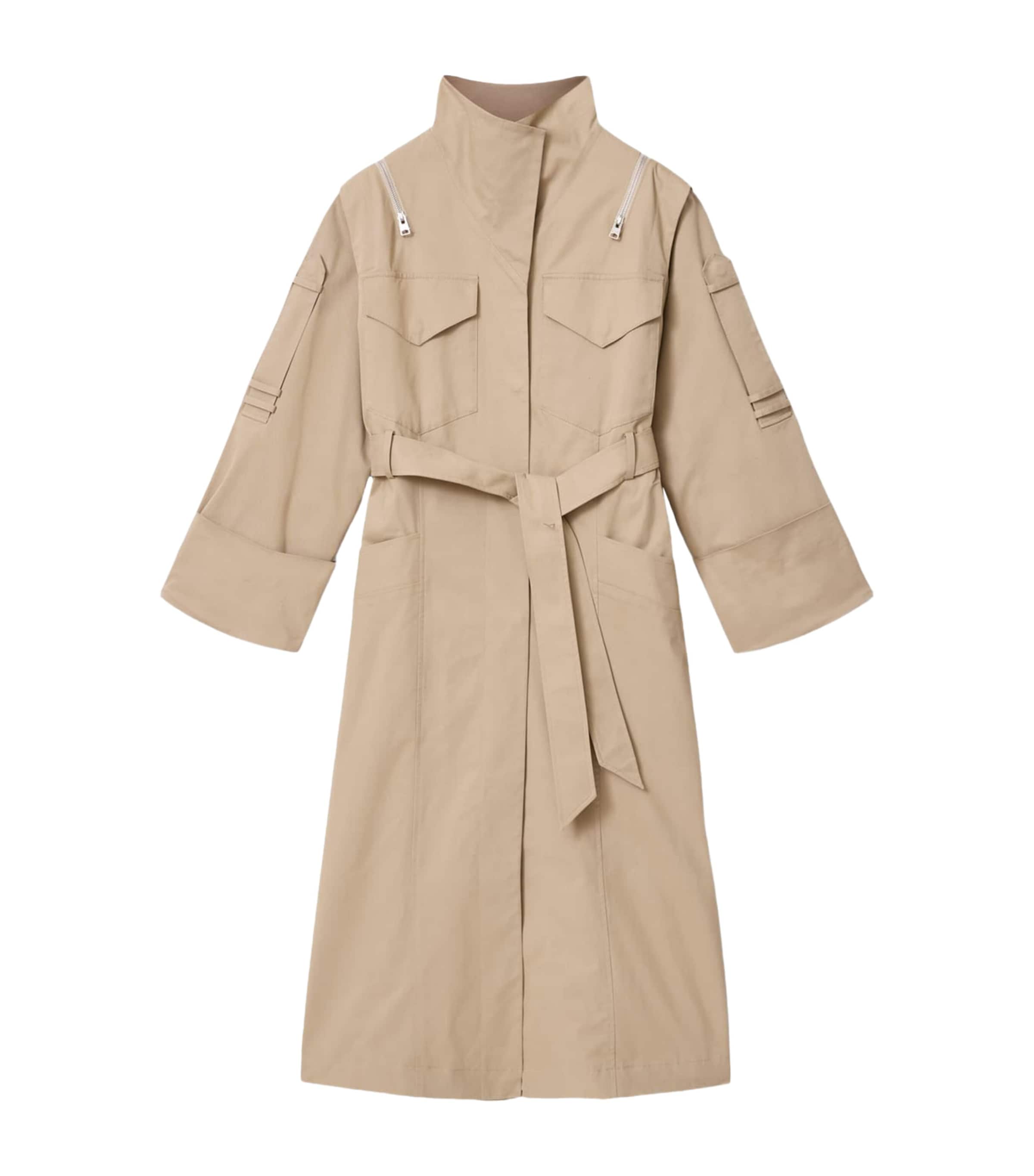 AllSaints Womens Clayton Trench Coat Cement Grey